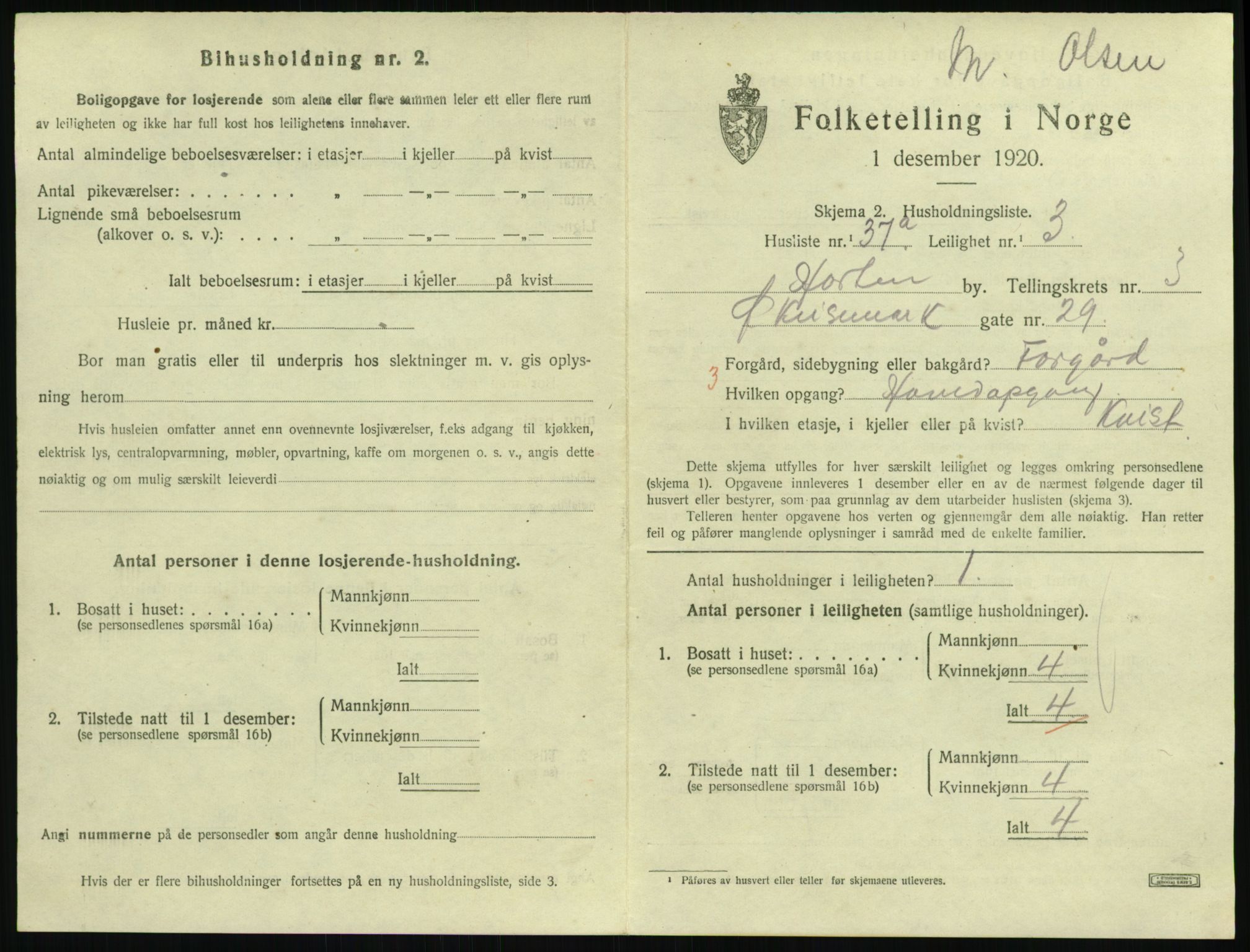 SAKO, 1920 census for Horten, 1920, p. 4251