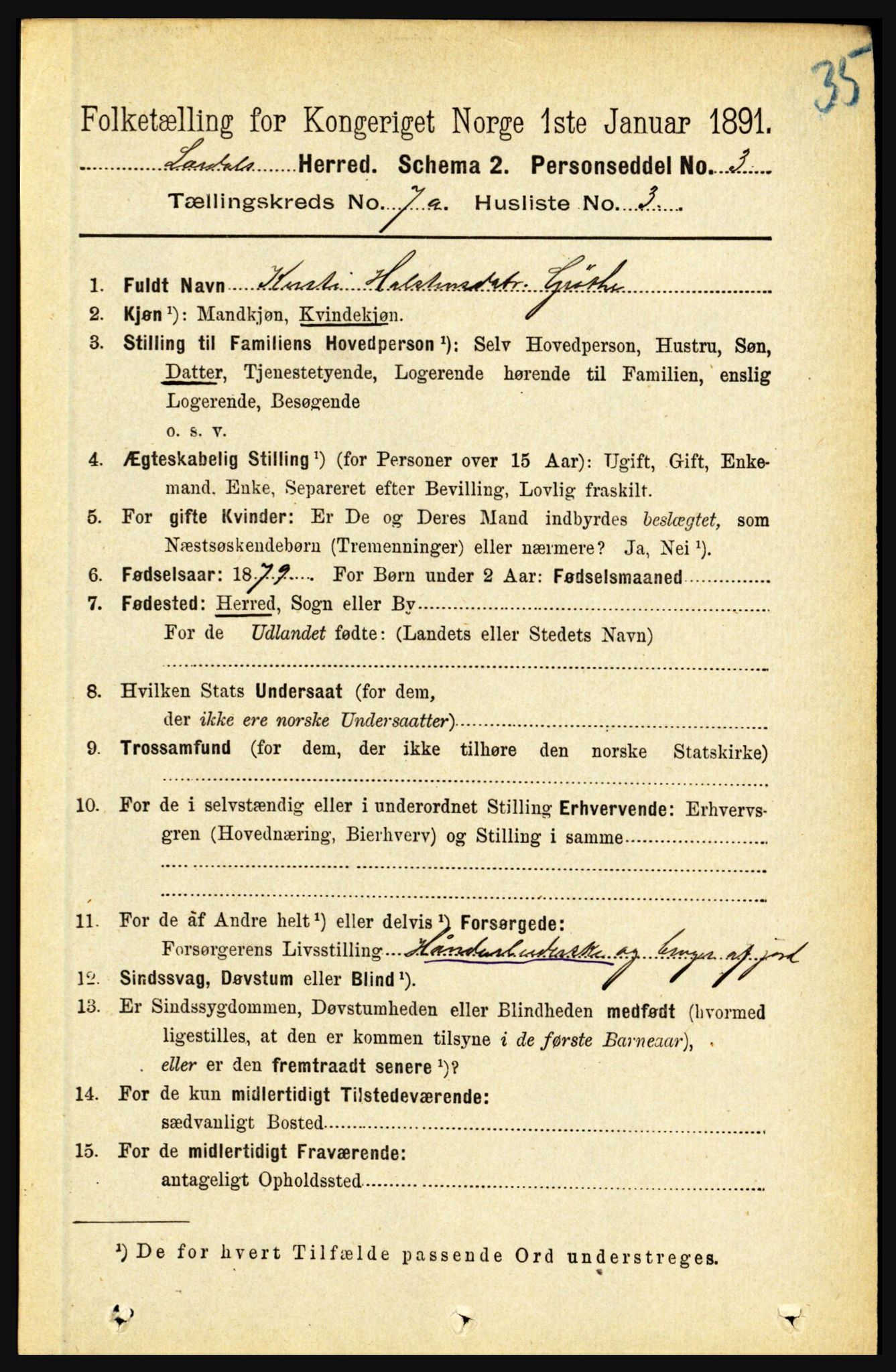 RA, 1891 census for 1422 Lærdal, 1891, p. 816