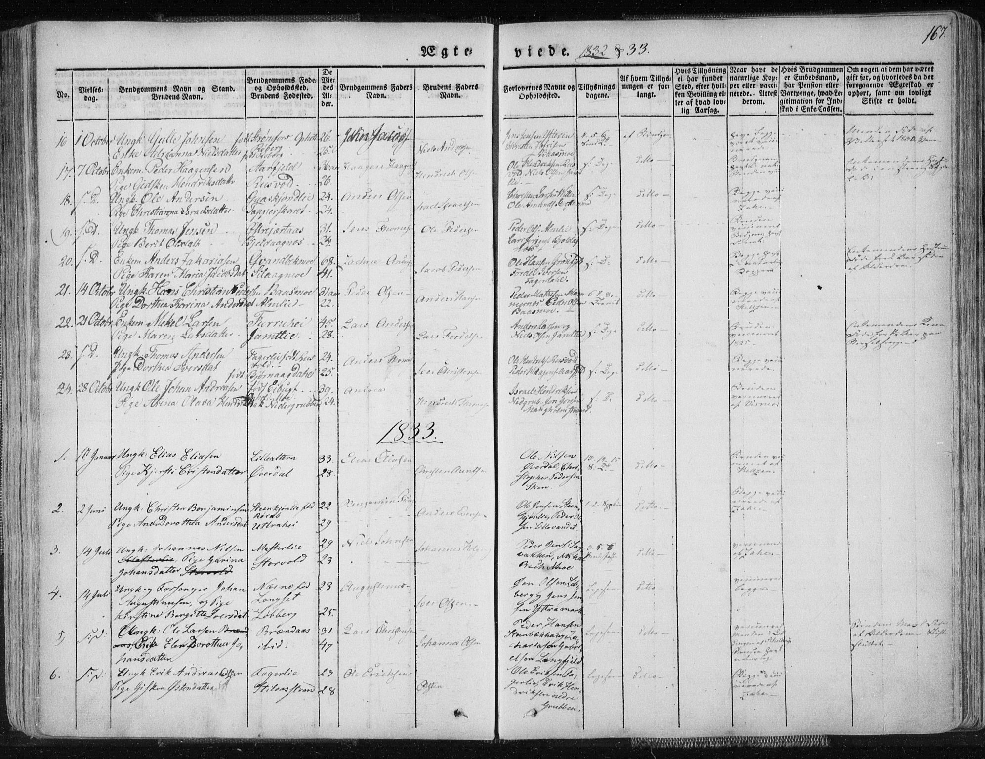 Ministerialprotokoller, klokkerbøker og fødselsregistre - Nordland, AV/SAT-A-1459/827/L0390: Parish register (official) no. 827A02, 1826-1841, p. 167