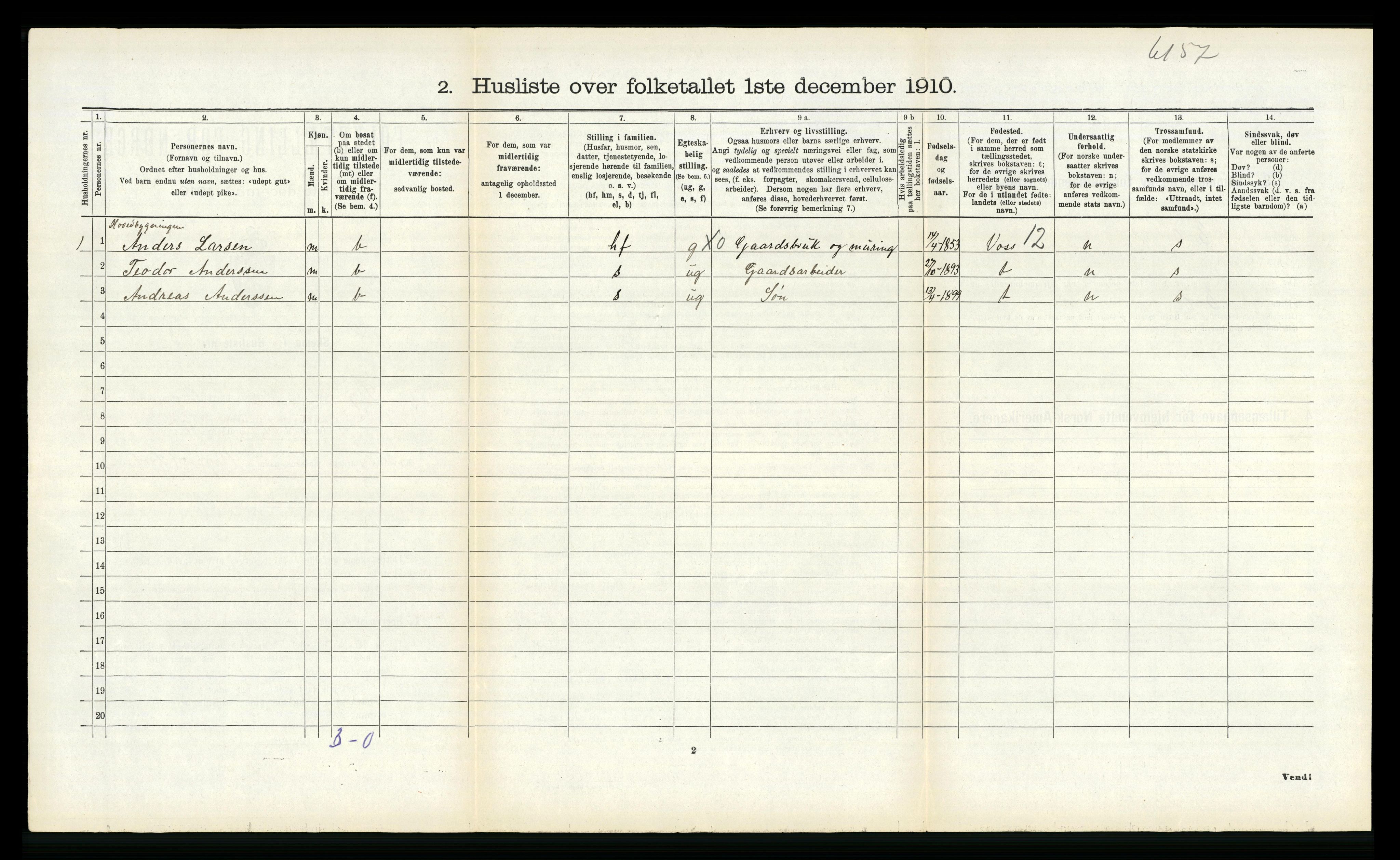 RA, 1910 census for Sogndal, 1910, p. 699