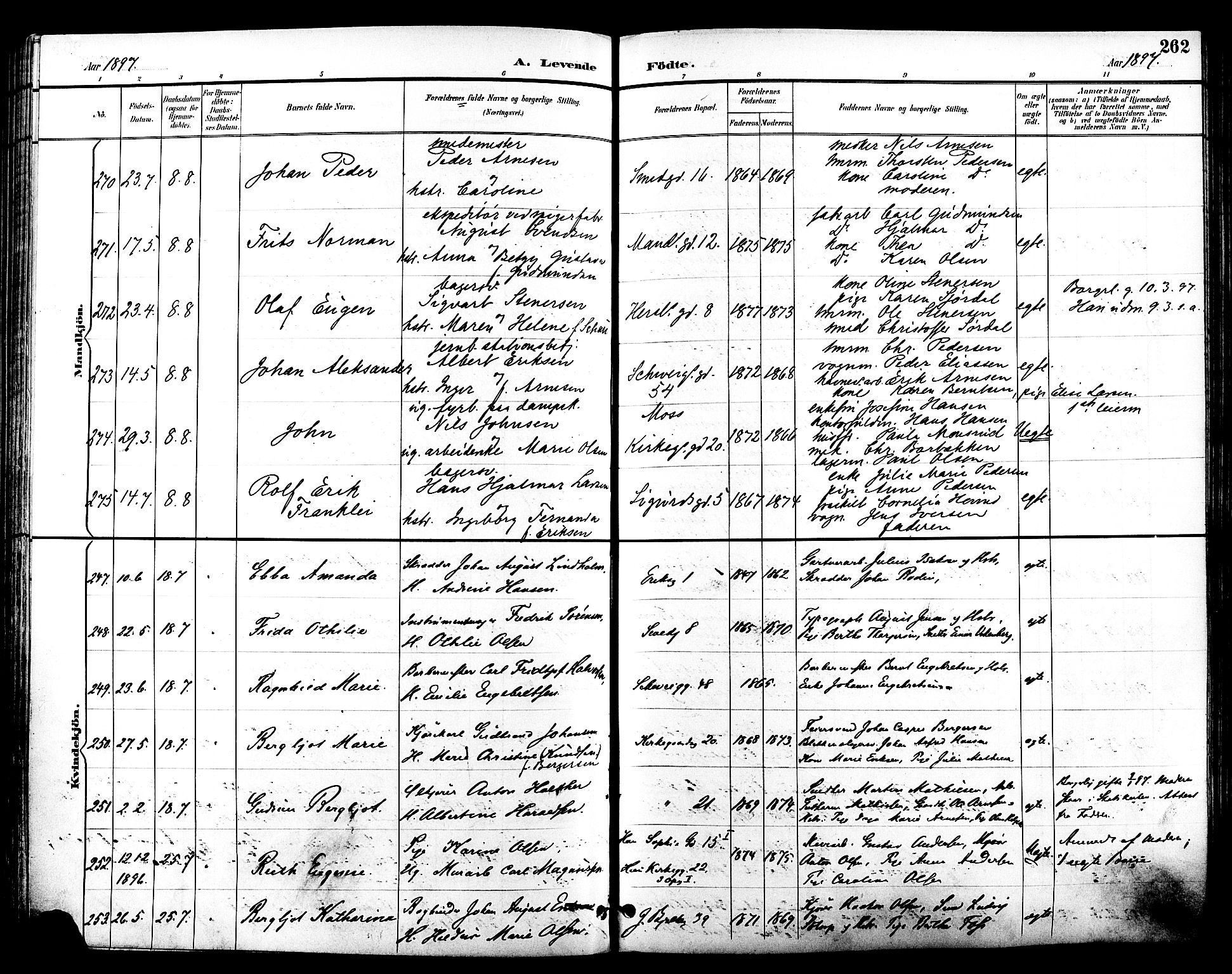 Grønland prestekontor Kirkebøker, SAO/A-10848/F/Fa/L0012: Parish register (official) no. 12, 1893-1900, p. 262
