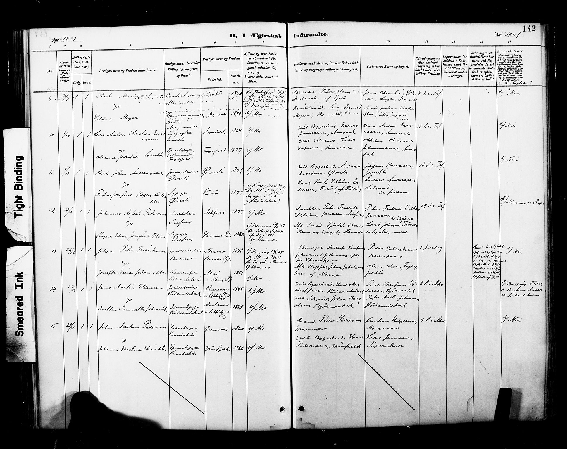 Ministerialprotokoller, klokkerbøker og fødselsregistre - Nordland, AV/SAT-A-1459/827/L0401: Parish register (official) no. 827A13, 1887-1905, p. 142