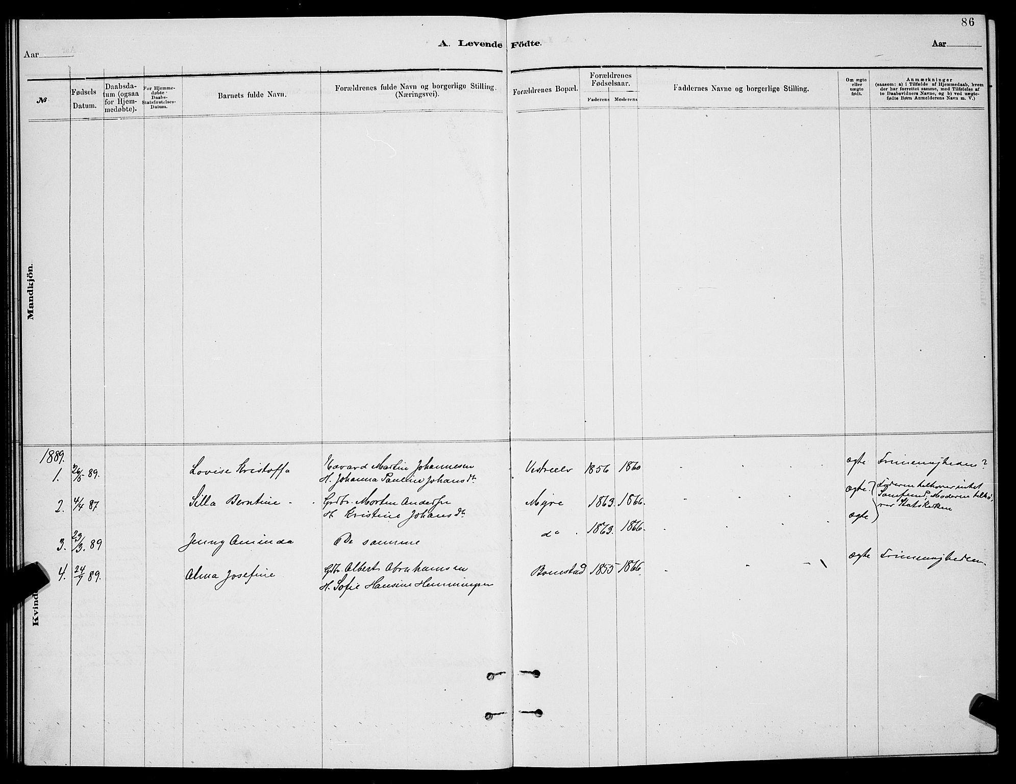 Balsfjord sokneprestembete, SATØ/S-1303/G/Ga/L0007klokker: Parish register (copy) no. 7, 1878-1889, p. 86