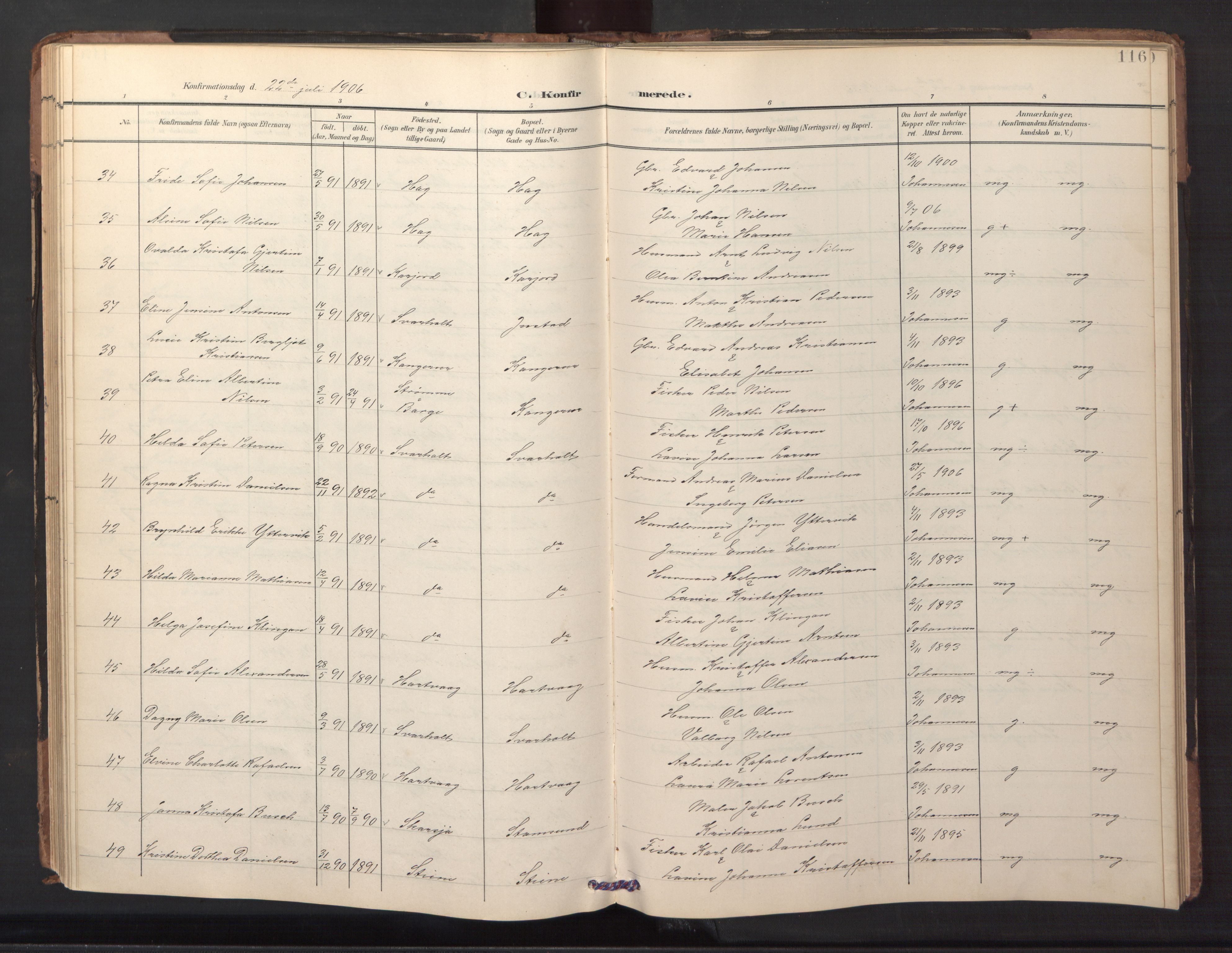 Ministerialprotokoller, klokkerbøker og fødselsregistre - Nordland, AV/SAT-A-1459/882/L1185: Parish register (copy) no. 882C03, 1898-1910, p. 116