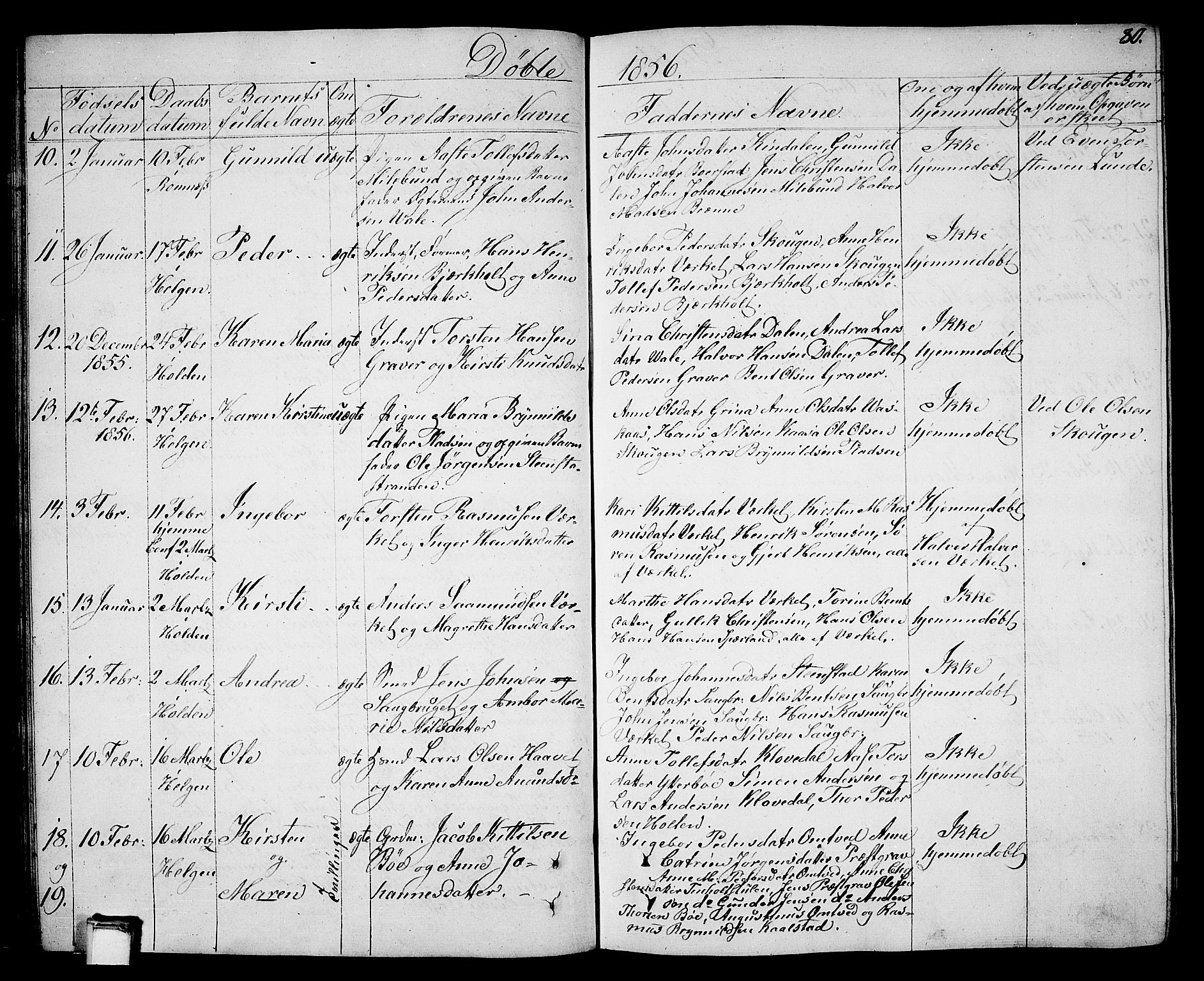Holla kirkebøker, SAKO/A-272/G/Ga/L0003: Parish register (copy) no. I 3, 1849-1866, p. 80