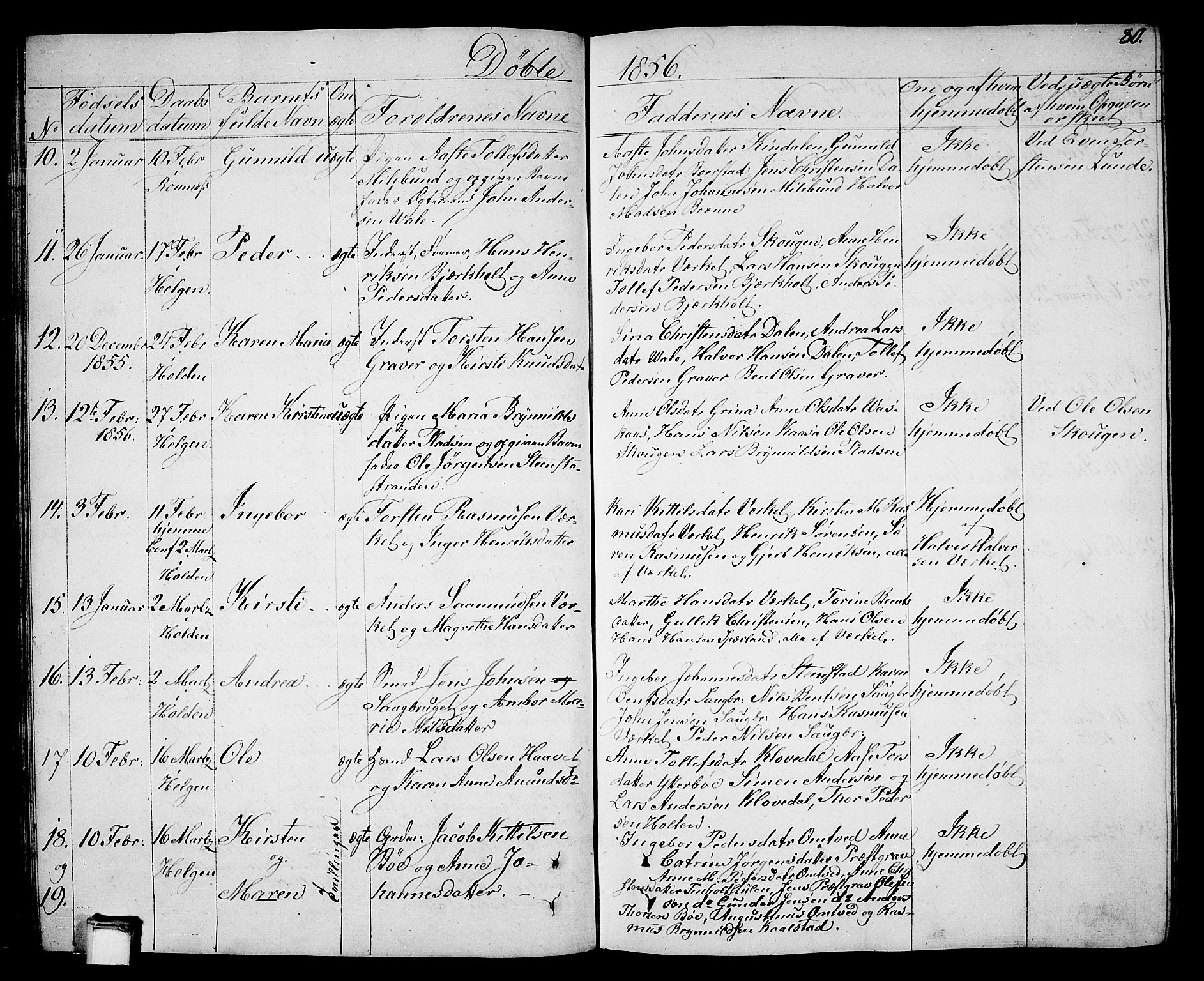 Holla kirkebøker, AV/SAKO-A-272/G/Ga/L0003: Parish register (copy) no. I 3, 1849-1866, p. 80