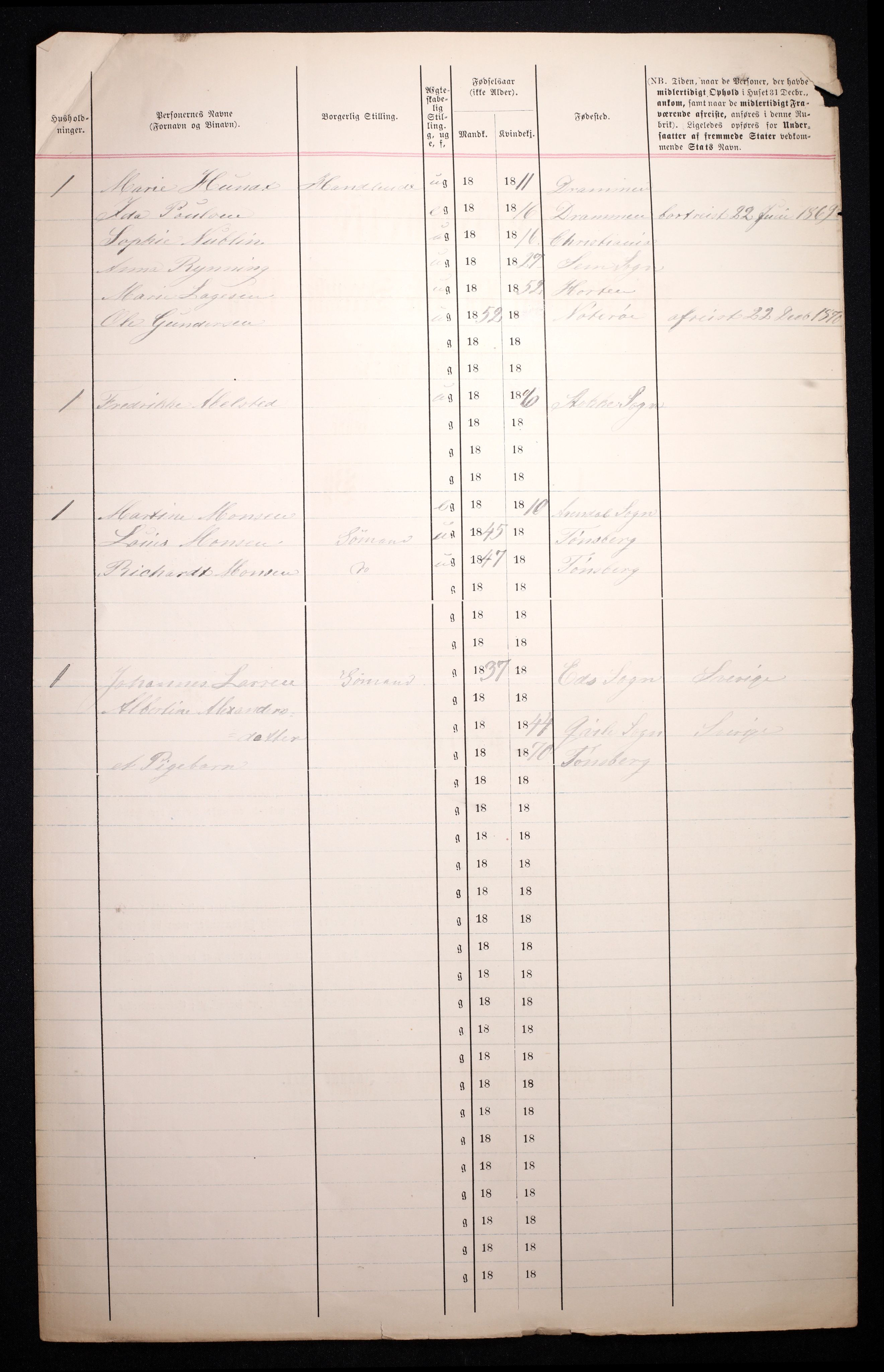 RA, 1870 census for 0705 Tønsberg, 1870, p. 89