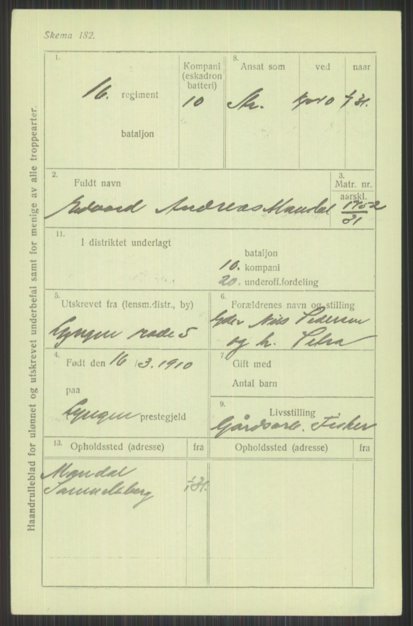 Forsvaret, Troms infanteriregiment nr. 16, AV/RA-RAFA-3146/P/Pa/L0015: Rulleblad for regimentets menige mannskaper, årsklasse 1931, 1931, p. 733