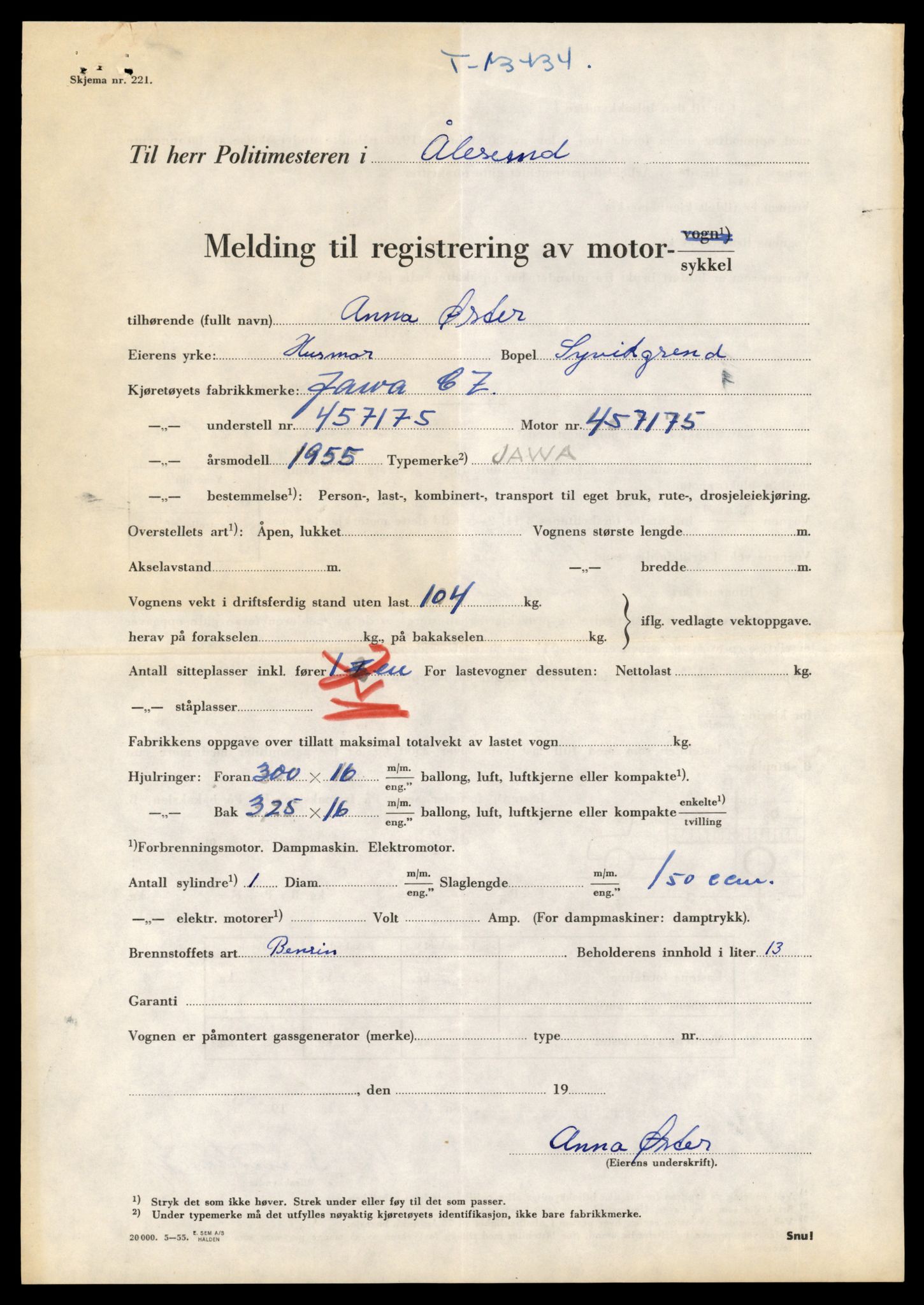 Møre og Romsdal vegkontor - Ålesund trafikkstasjon, AV/SAT-A-4099/F/Fe/L0039: Registreringskort for kjøretøy T 13361 - T 13530, 1927-1998, p. 1243