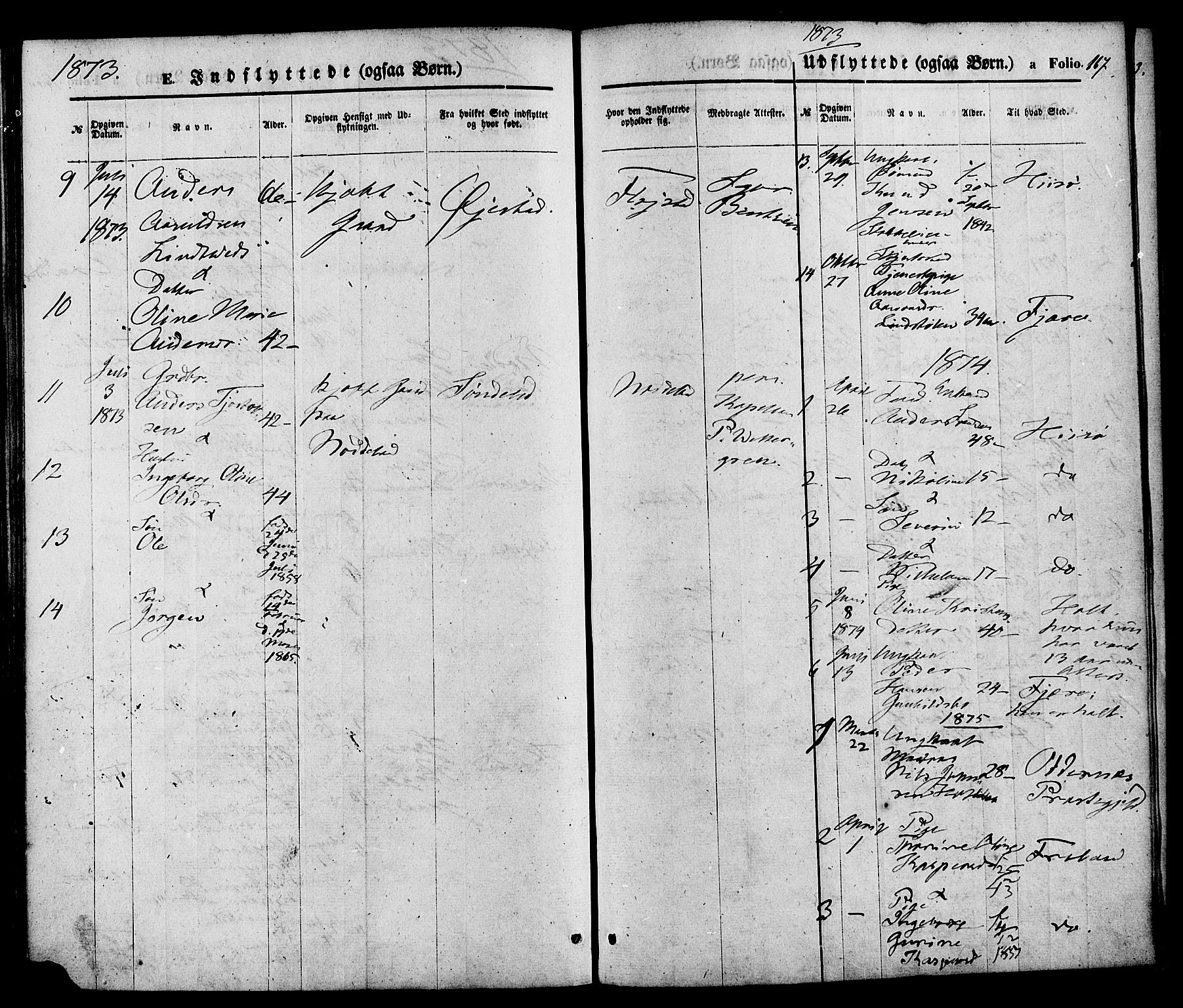 Austre Moland sokneprestkontor, SAK/1111-0001/F/Fa/Faa/L0009: Parish register (official) no. A 9, 1869-1879, p. 167