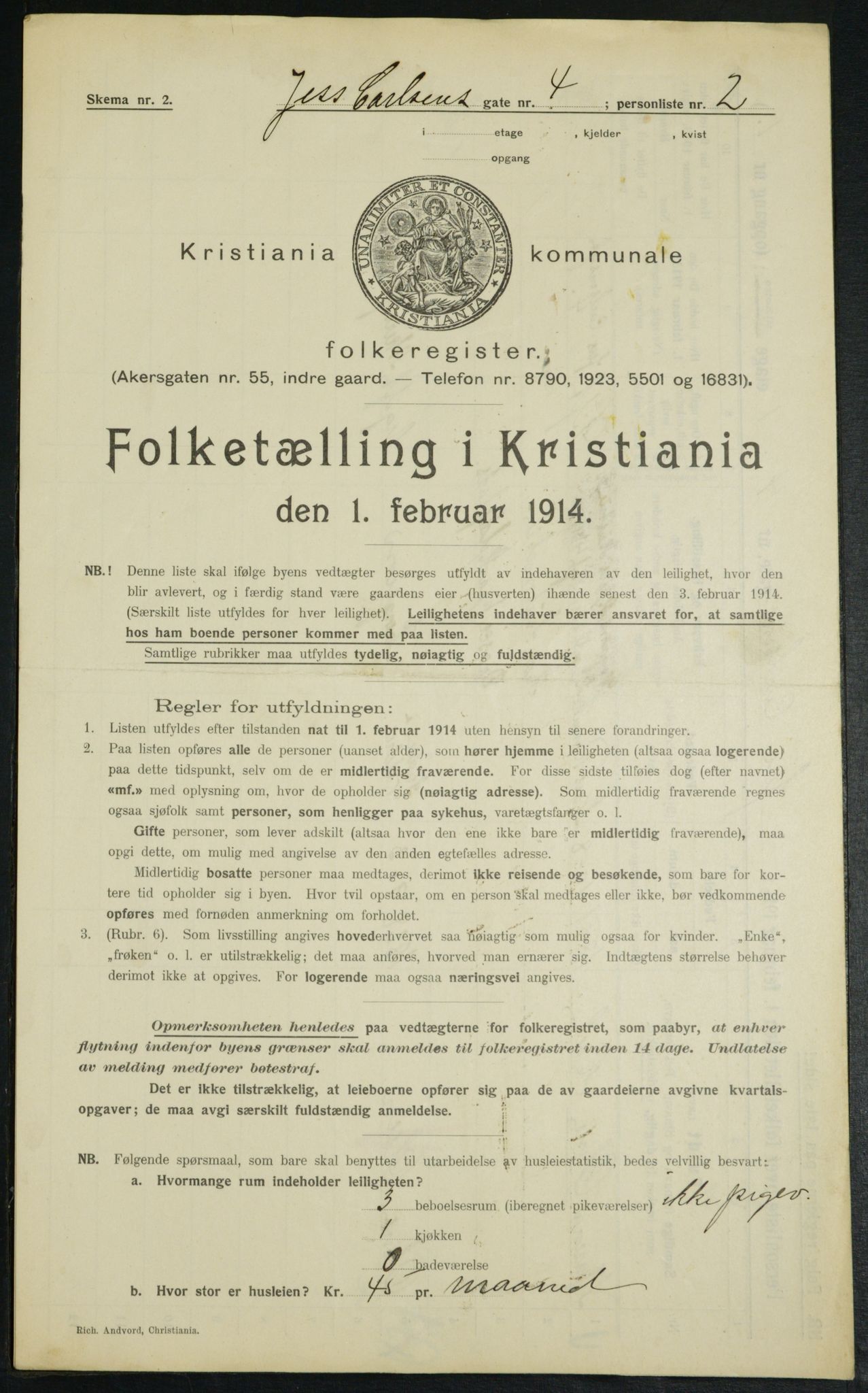 OBA, Municipal Census 1914 for Kristiania, 1914, p. 46996