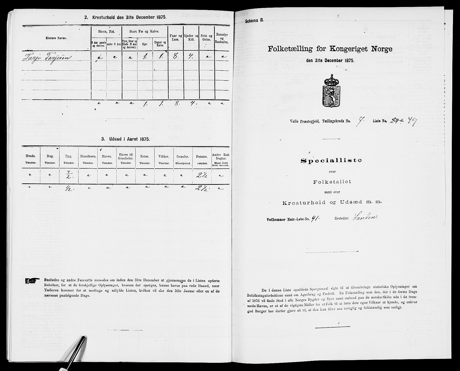 SAK, 1875 census for 0940P Valle, 1875, p. 763