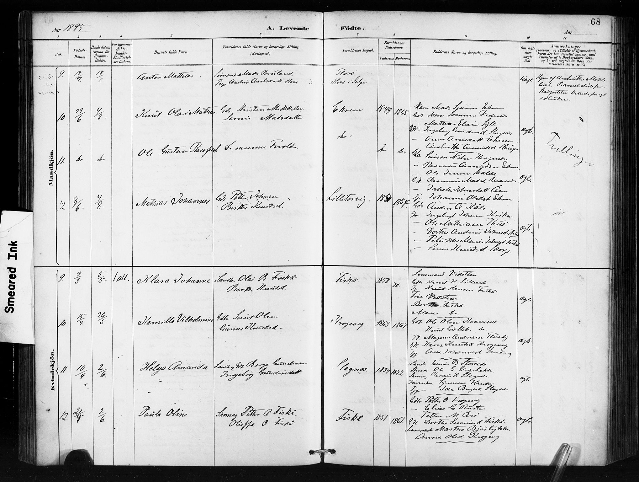 Ministerialprotokoller, klokkerbøker og fødselsregistre - Møre og Romsdal, AV/SAT-A-1454/501/L0008: Parish register (official) no. 501A08, 1885-1901, p. 68