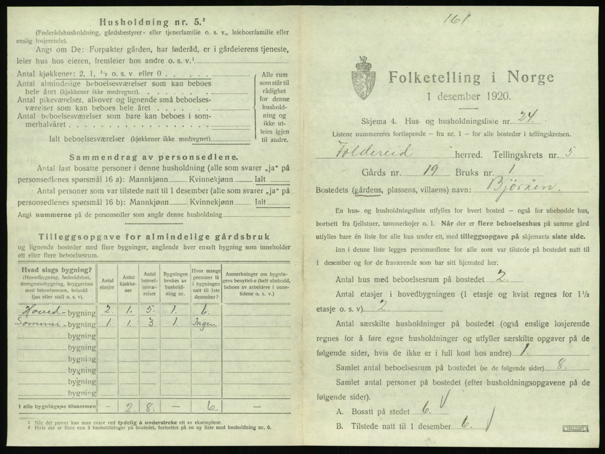 SAT, 1920 census for Foldereid, 1920, p. 354