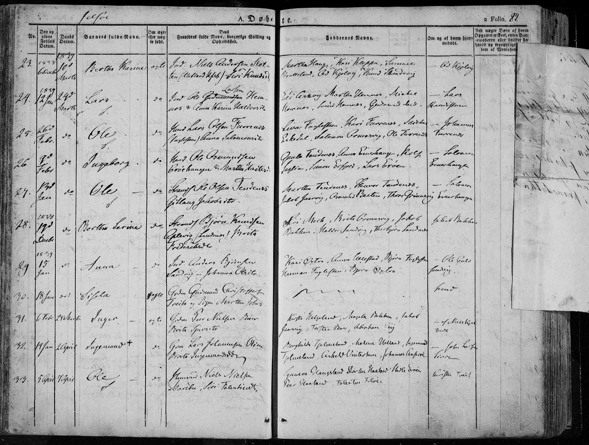 Jelsa sokneprestkontor, AV/SAST-A-101842/01/IV: Parish register (official) no. A 6.1, 1828-1853, p. 84