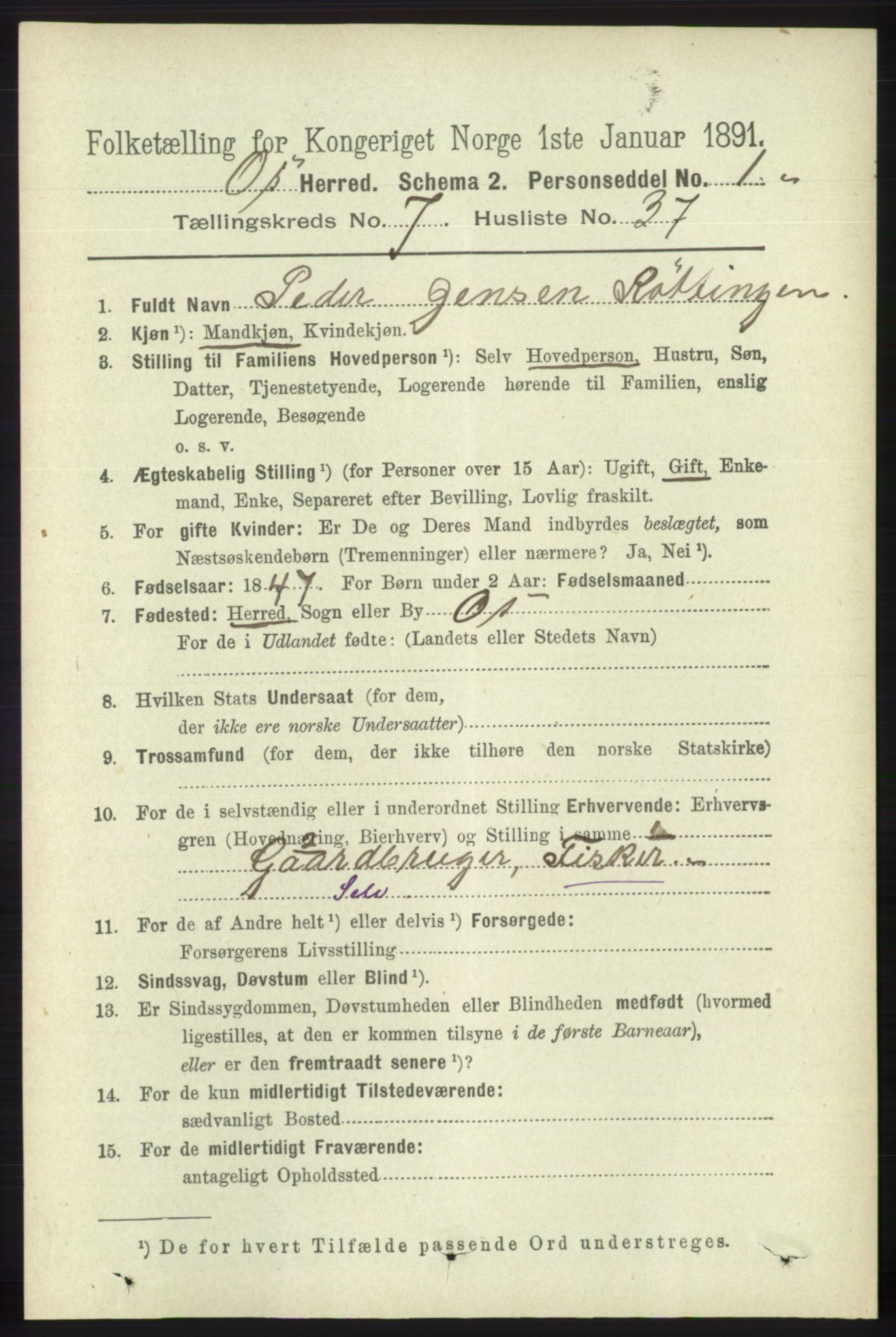 RA, 1891 census for 1243 Os, 1891, p. 1815