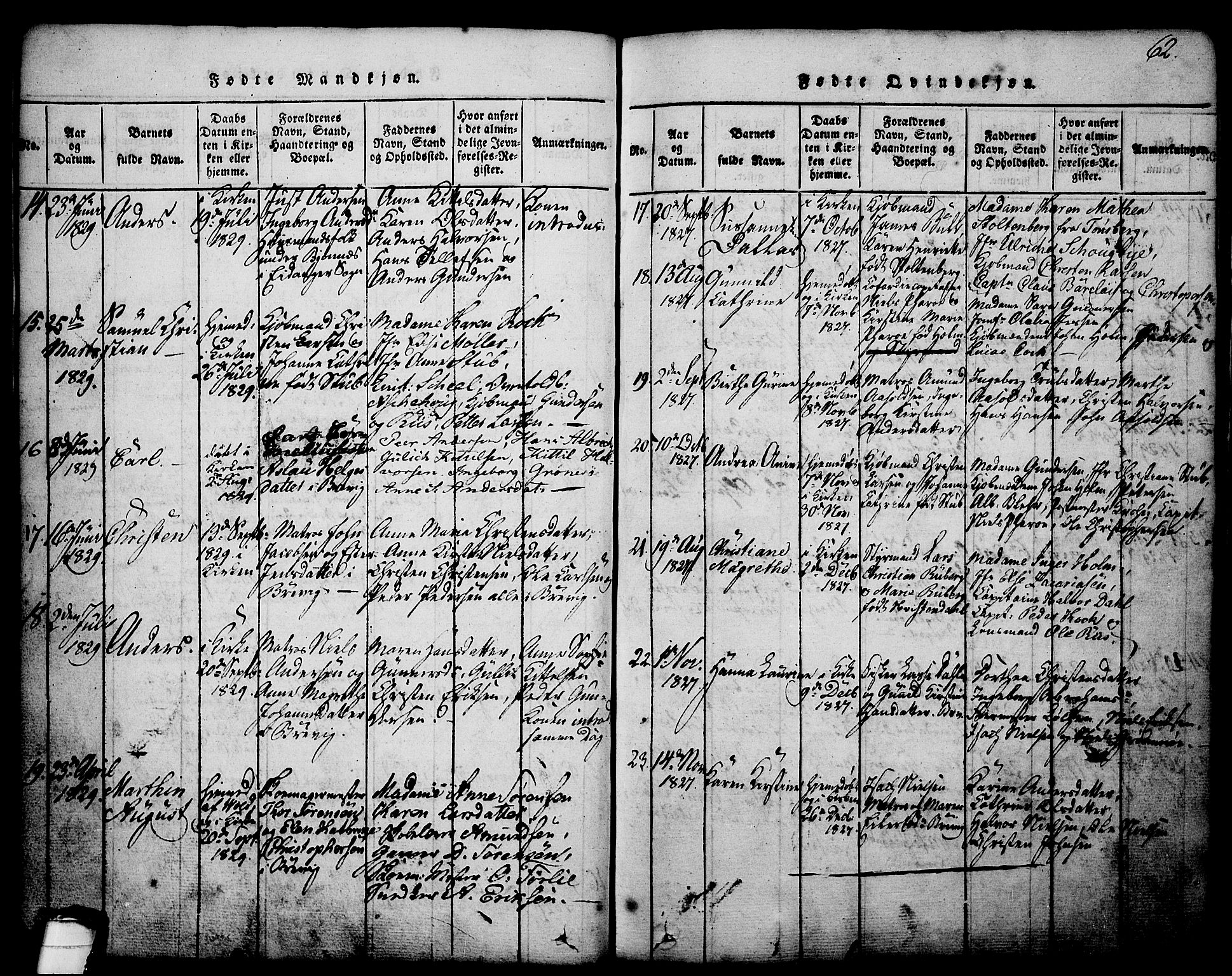 Brevik kirkebøker, SAKO/A-255/G/Ga/L0001: Parish register (copy) no. 1, 1814-1845, p. 62
