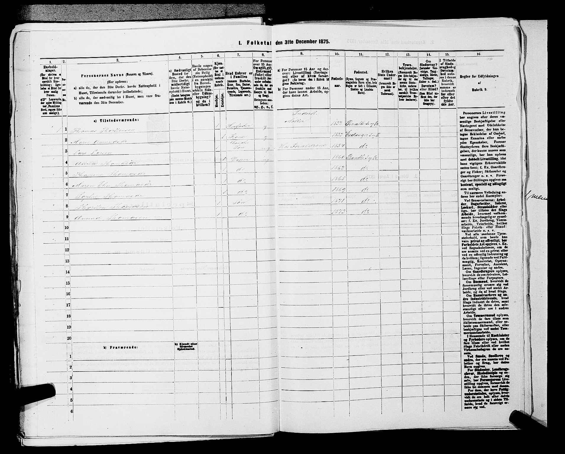 SAKO, 1875 census for 0814L Bamble/Bamble, 1875, p. 256