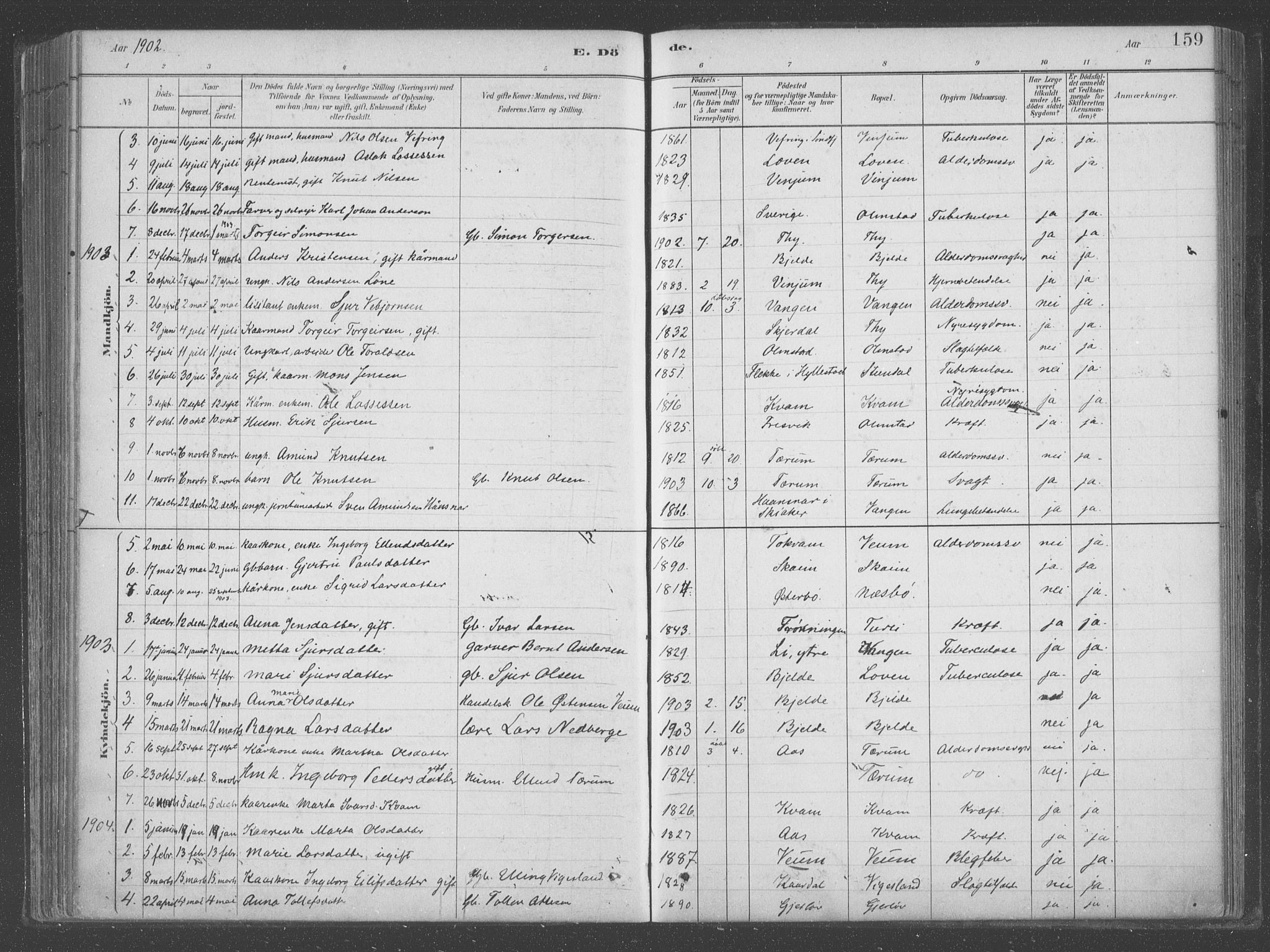 Aurland sokneprestembete, SAB/A-99937/H/Ha/Hab/L0001: Parish register (official) no. B  1, 1880-1909, p. 159