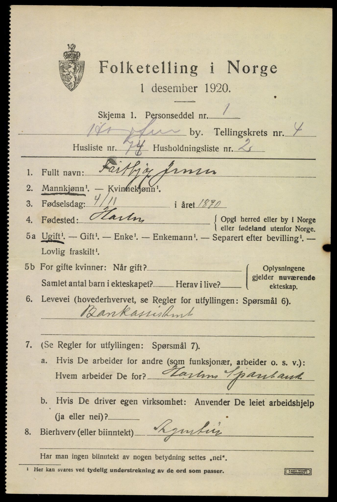 SAKO, 1920 census for Horten, 1920, p. 17547