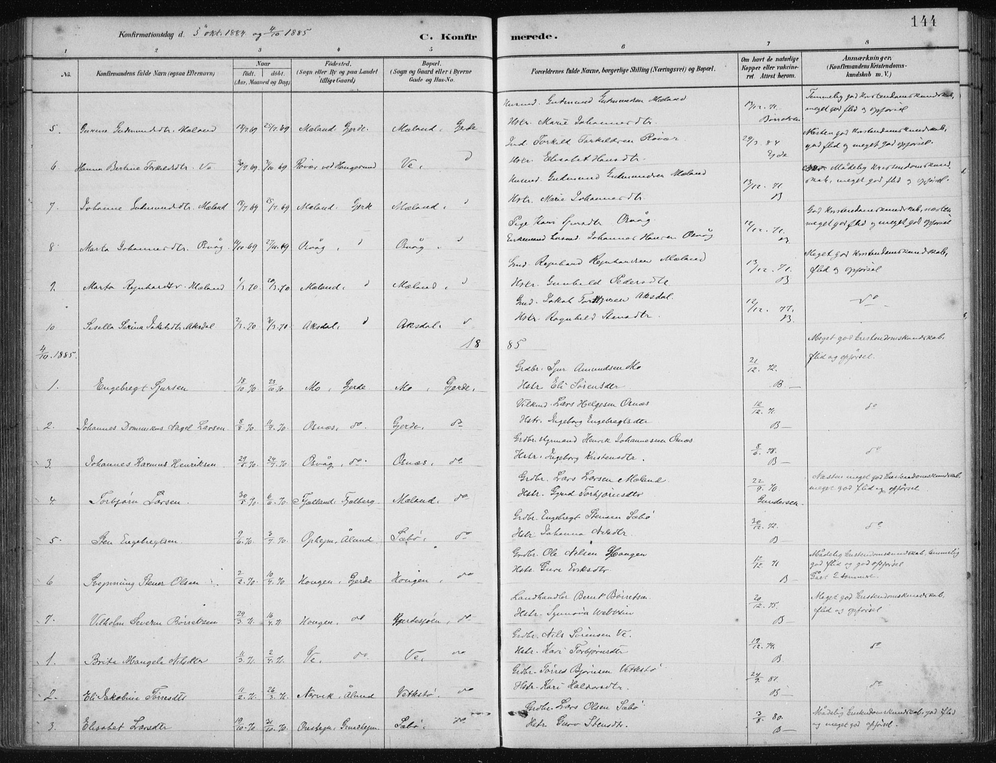 Etne sokneprestembete, AV/SAB-A-75001/H/Haa: Parish register (official) no. C  1, 1879-1919, p. 144