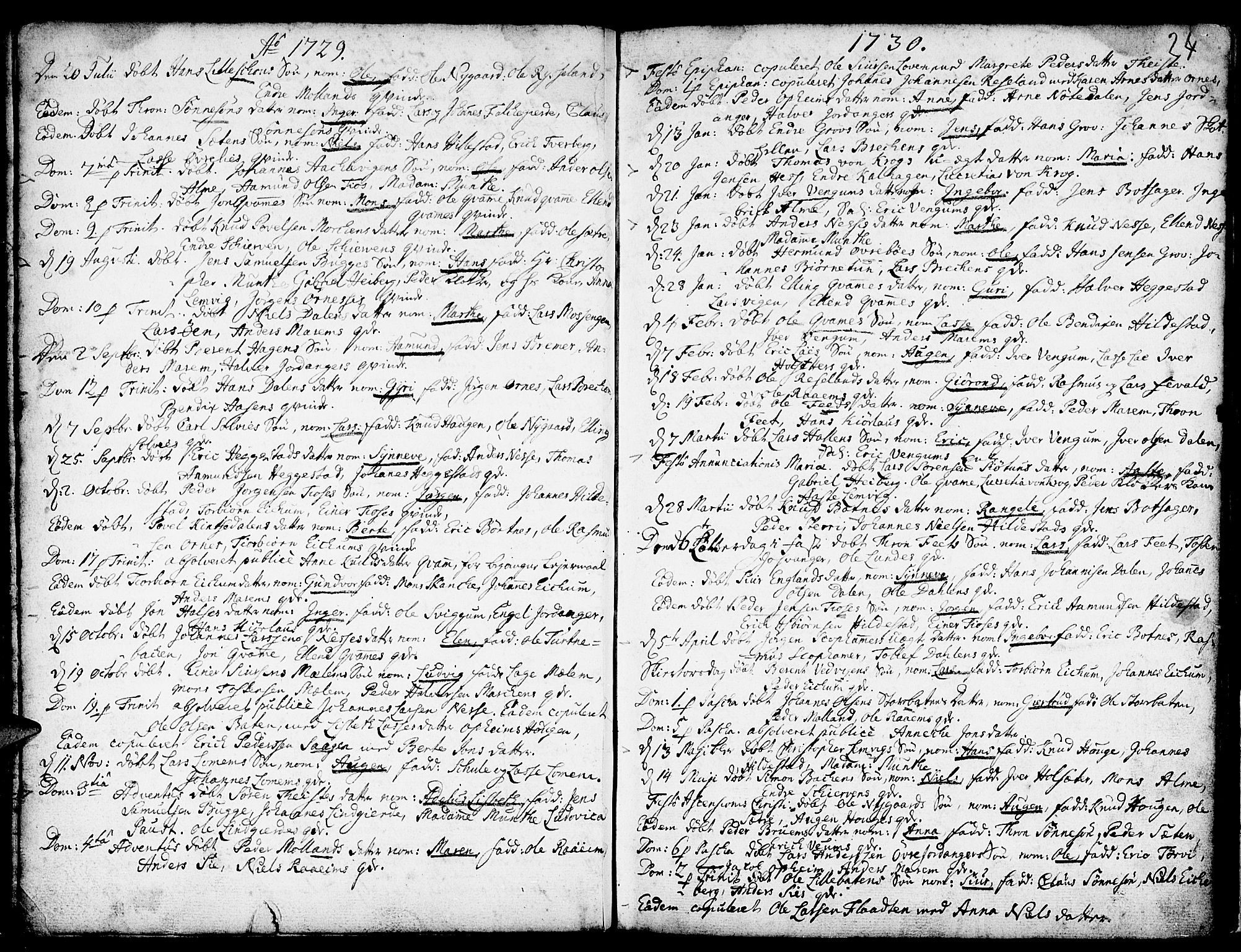 Hafslo sokneprestembete, AV/SAB-A-80301/H/Haa/Haaa/L0001: Parish register (official) no. A 1, 1717-1755, p. 24