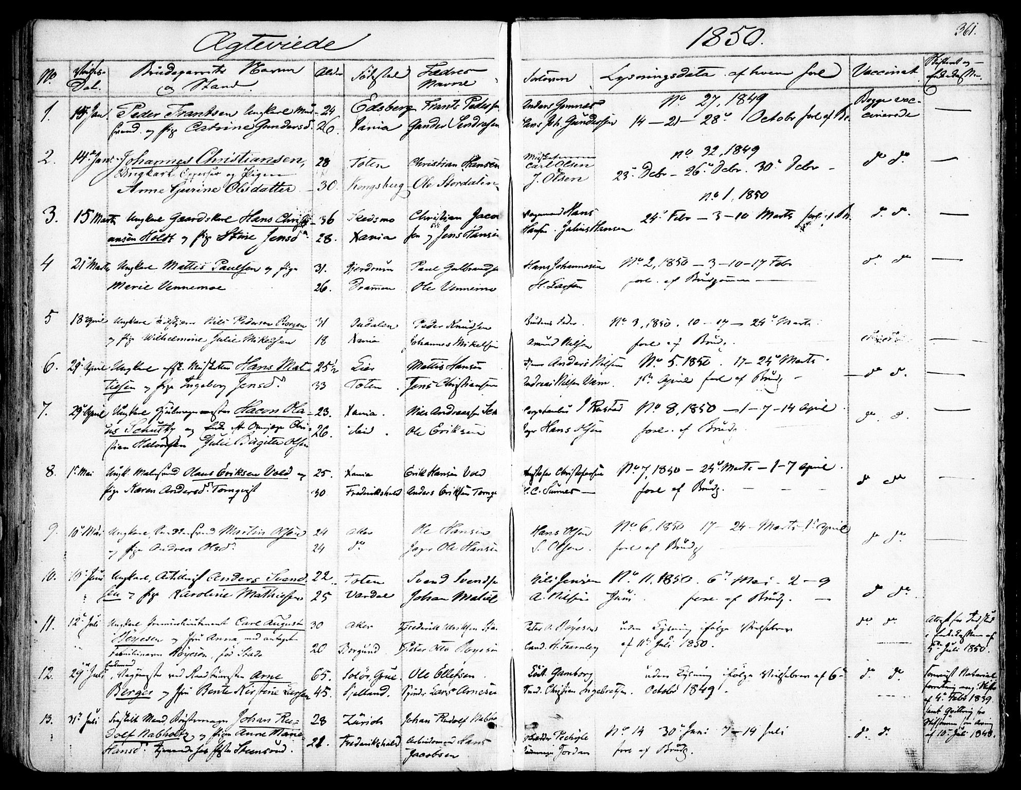 Garnisonsmenigheten Kirkebøker, SAO/A-10846/F/Fa/L0008: Parish register (official) no. 8, 1842-1859, p. 361