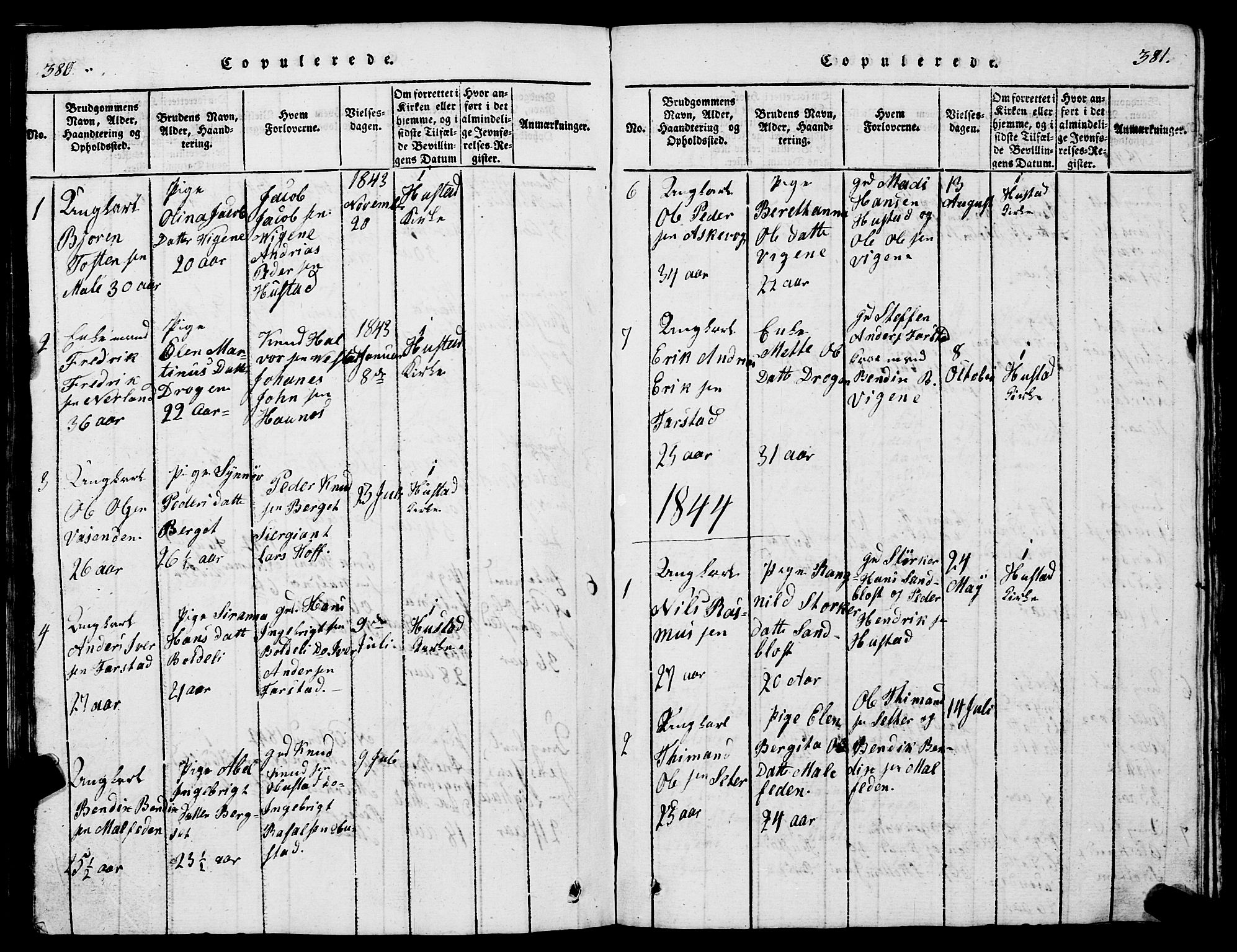 Ministerialprotokoller, klokkerbøker og fødselsregistre - Møre og Romsdal, SAT/A-1454/567/L0781: Parish register (copy) no. 567C01, 1818-1845, p. 380-381