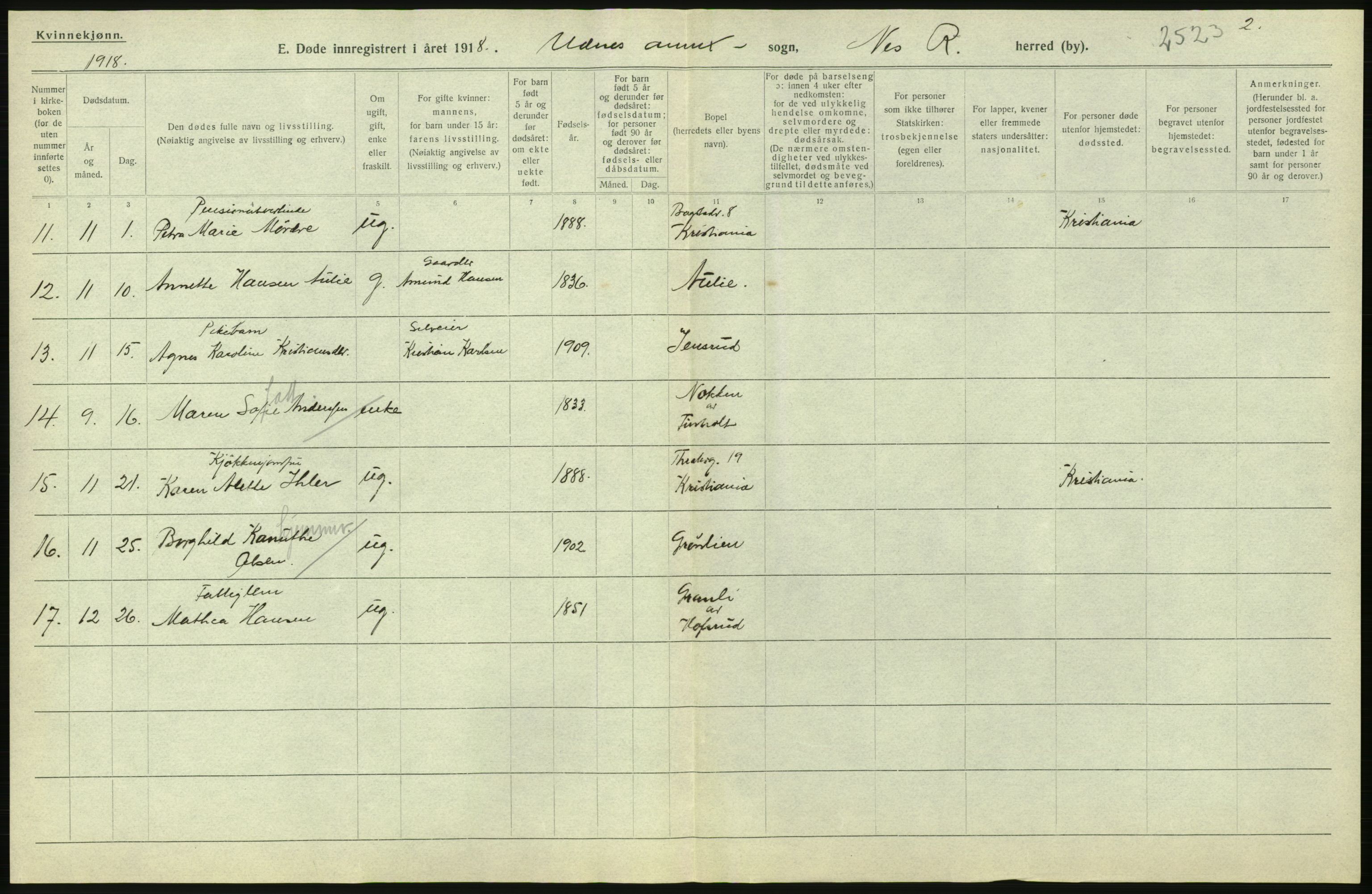 Statistisk sentralbyrå, Sosiodemografiske emner, Befolkning, RA/S-2228/D/Df/Dfb/Dfbh/L0006: Akershus fylke: Døde. Bygder og byer., 1918, p. 622