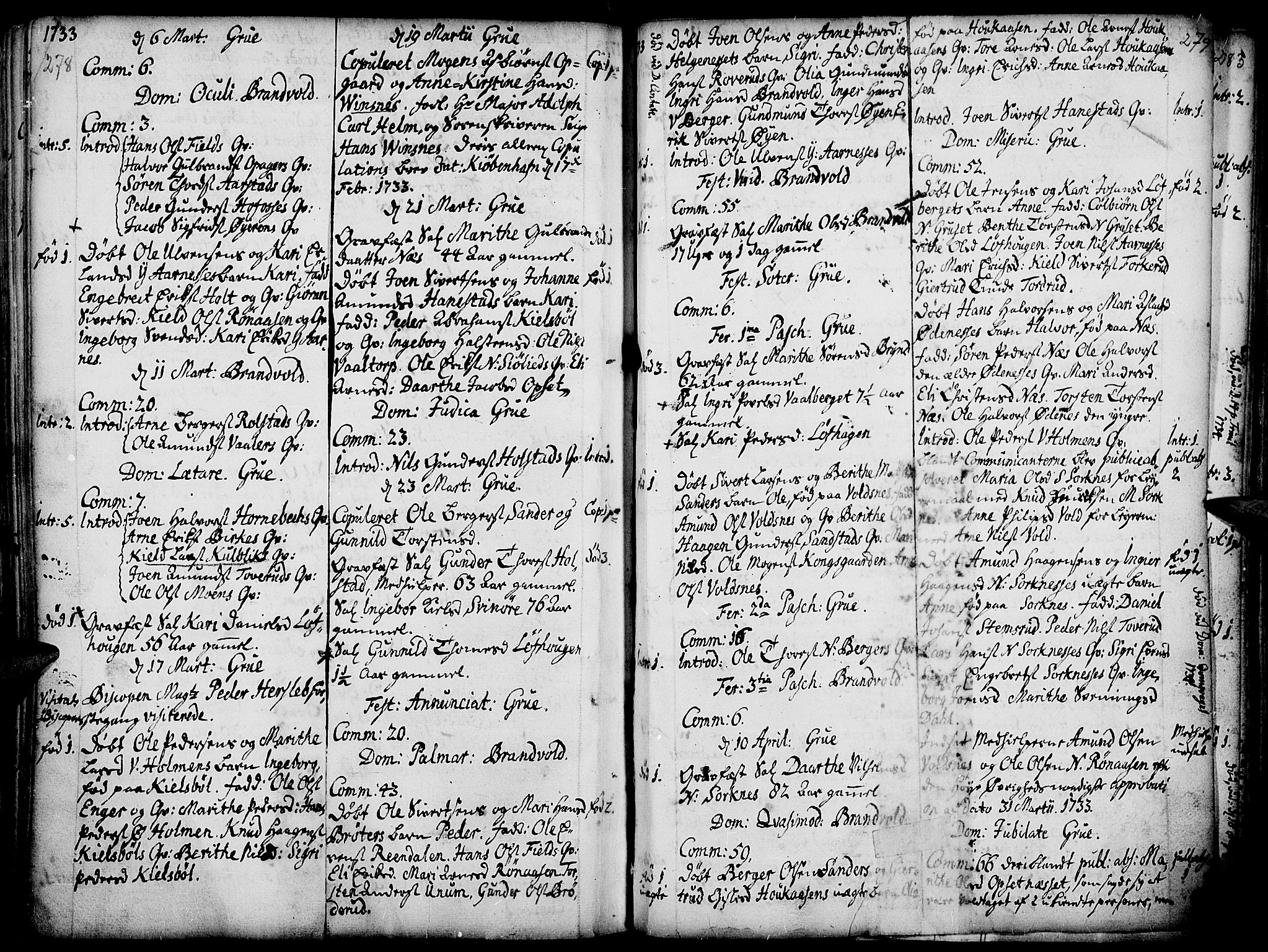 Grue prestekontor, AV/SAH-PREST-036/H/Ha/Haa/L0001: Parish register (official) no. 1, 1712-1748, p. 278-279