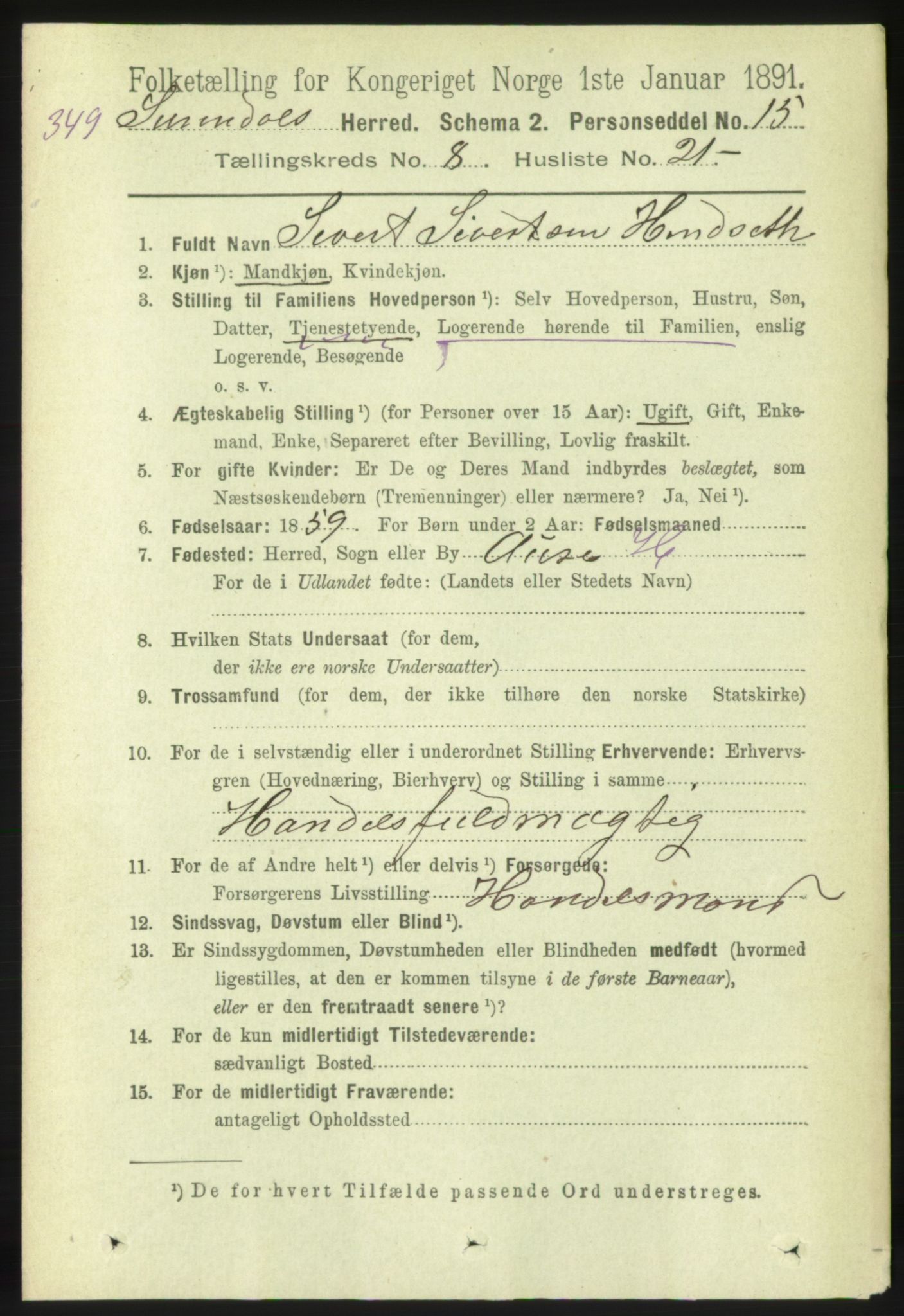 RA, 1891 census for 1566 Surnadal, 1891, p. 2207