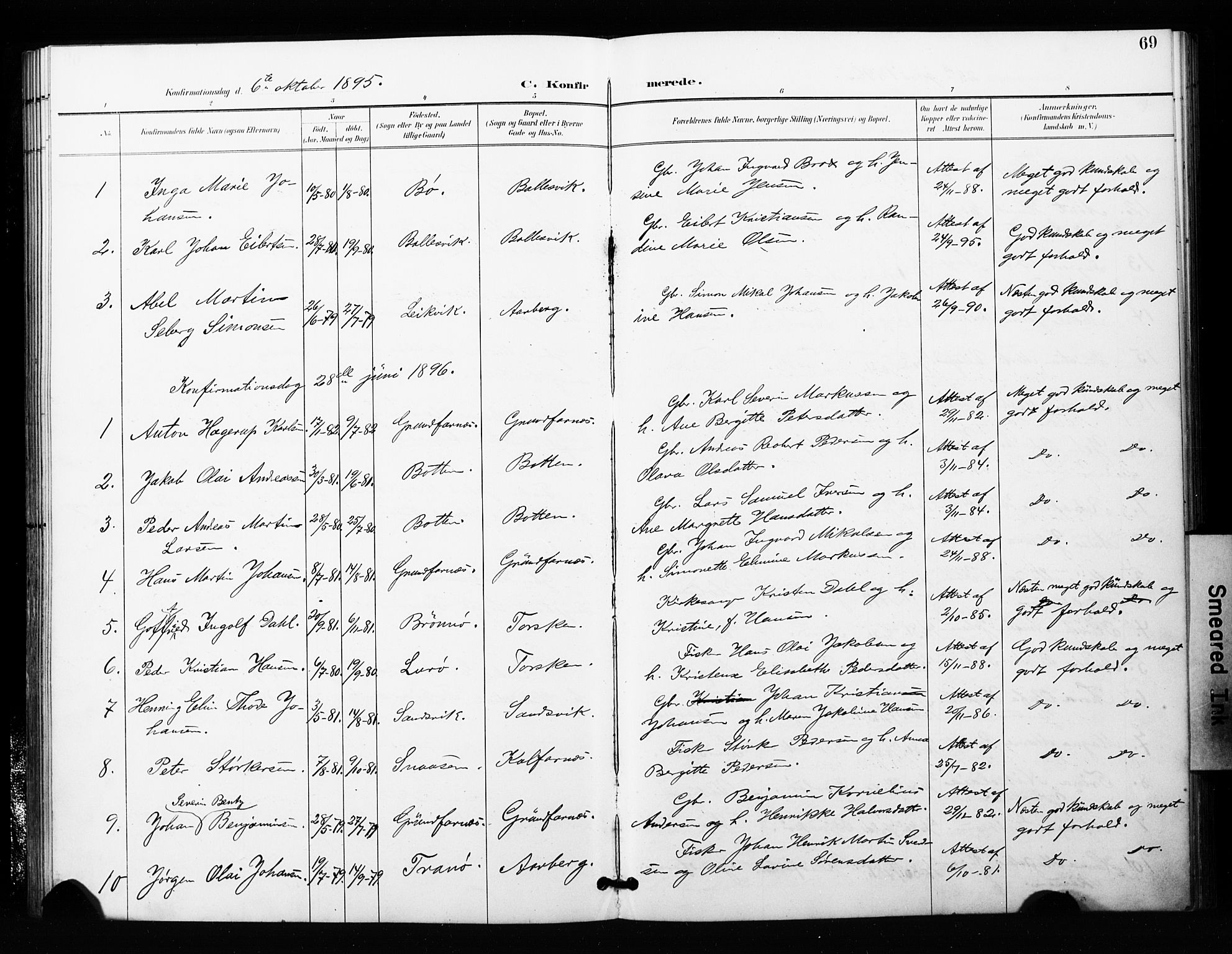 Berg sokneprestkontor, SATØ/S-1318/G/Ga/Gaa/L0006kirke: Parish register (official) no. 6, 1894-1904, p. 69