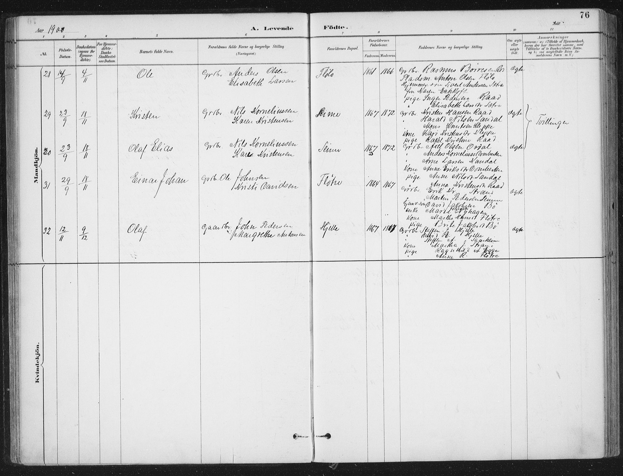 Gloppen sokneprestembete, AV/SAB-A-80101/H/Haa/Haac/L0002: Parish register (official) no. C  2, 1887-1904, p. 76