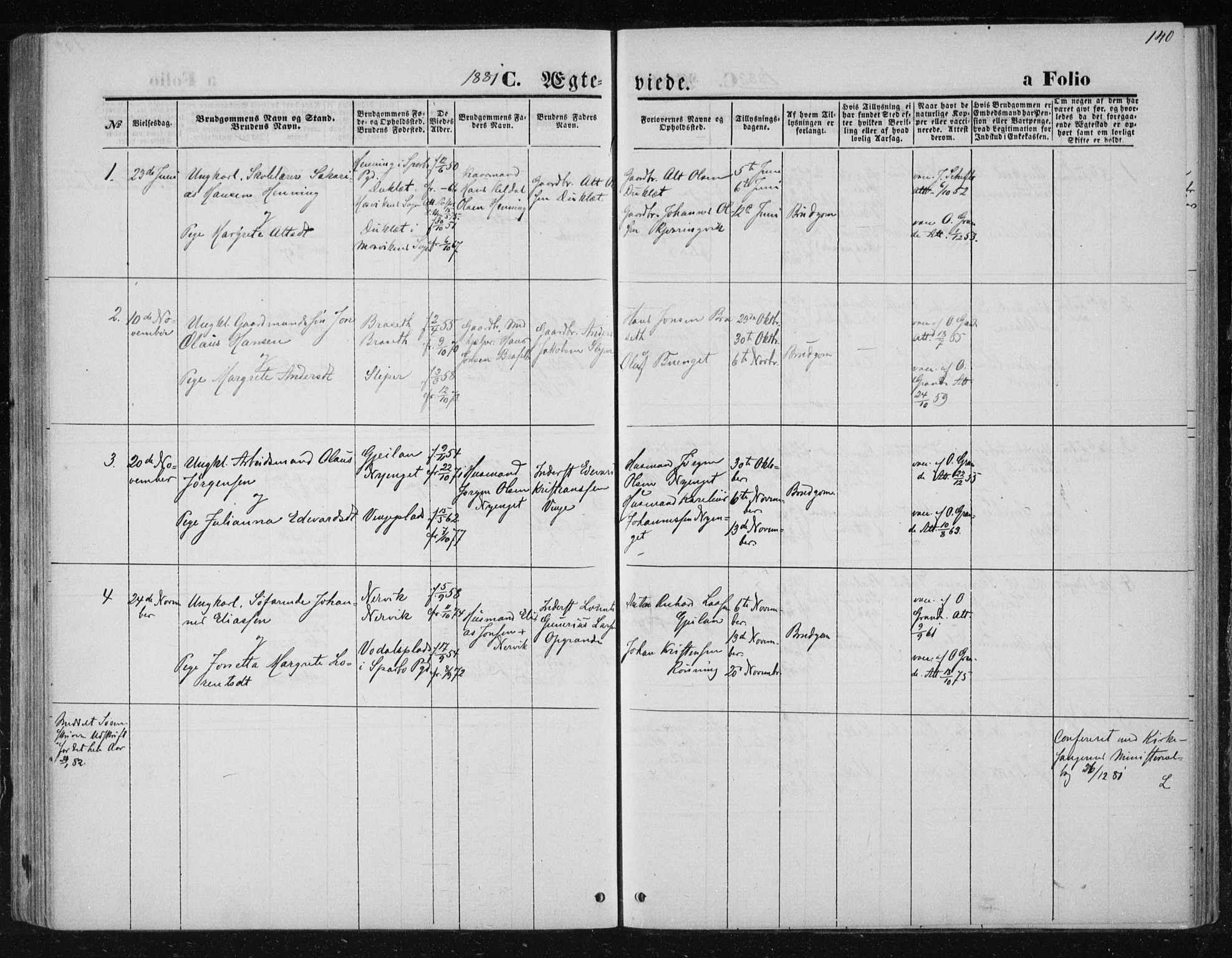 Ministerialprotokoller, klokkerbøker og fødselsregistre - Nord-Trøndelag, AV/SAT-A-1458/733/L0324: Parish register (official) no. 733A03, 1870-1883, p. 140