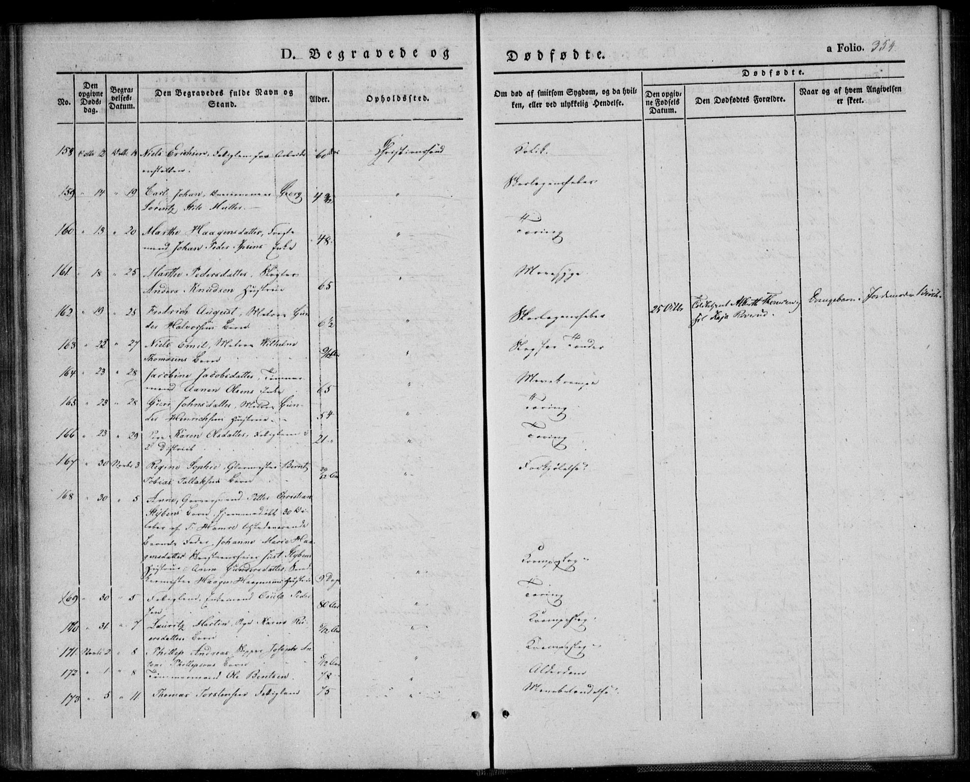 Kristiansand domprosti, AV/SAK-1112-0006/F/Fa/L0013: Parish register (official) no. A 13, 1842-1851, p. 354