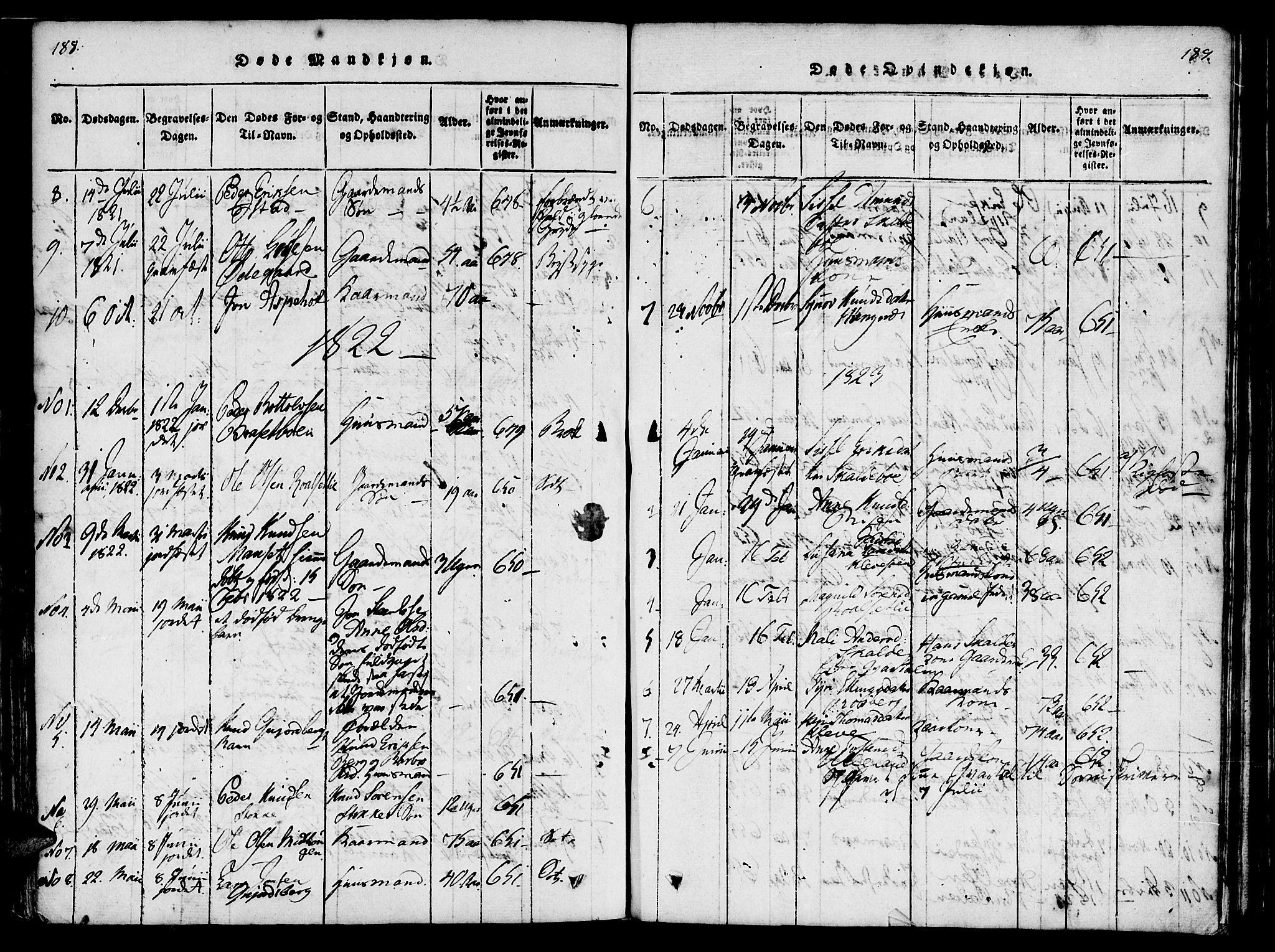 Ministerialprotokoller, klokkerbøker og fødselsregistre - Møre og Romsdal, SAT/A-1454/557/L0679: Parish register (official) no. 557A01, 1818-1843, p. 188-189