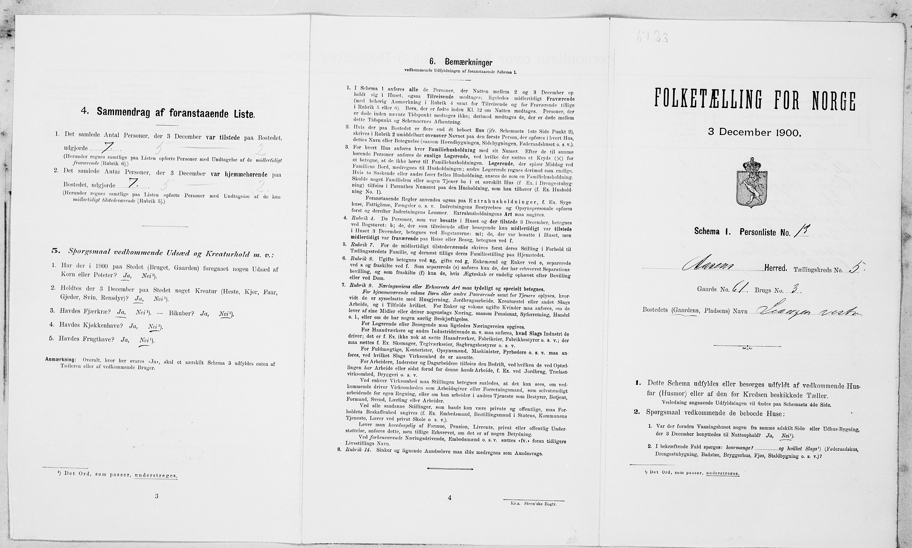 SAT, 1900 census for Åsen, 1900, p. 584