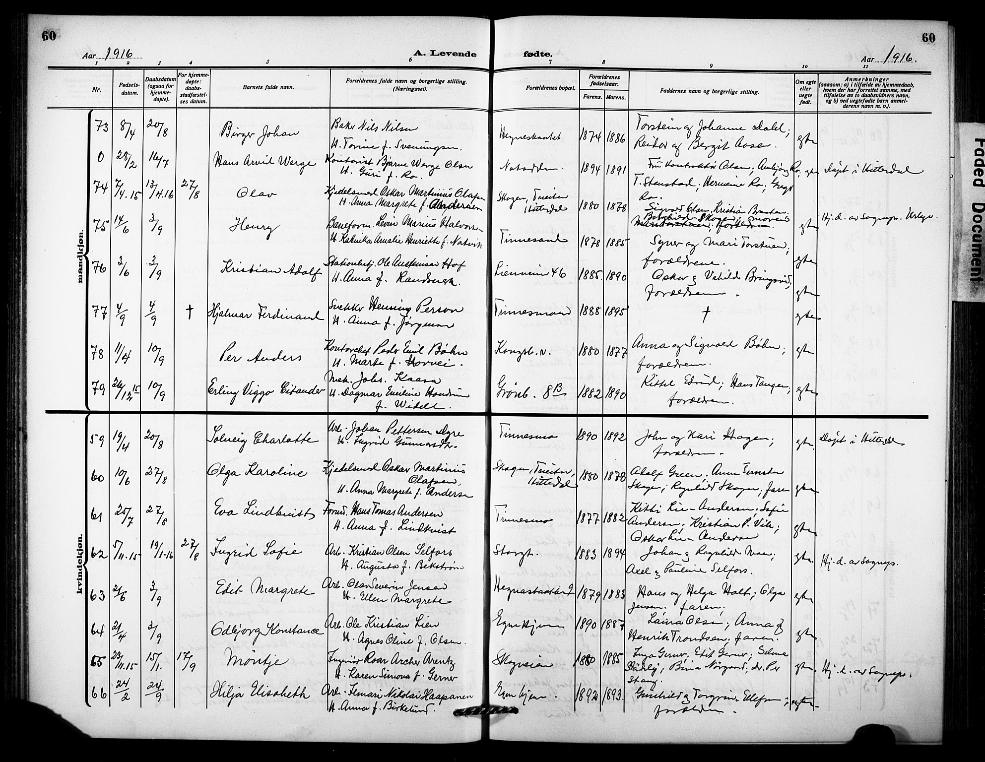 Notodden kirkebøker, SAKO/A-290/G/Ga/L0001: Parish register (copy) no. 1, 1912-1923, p. 60