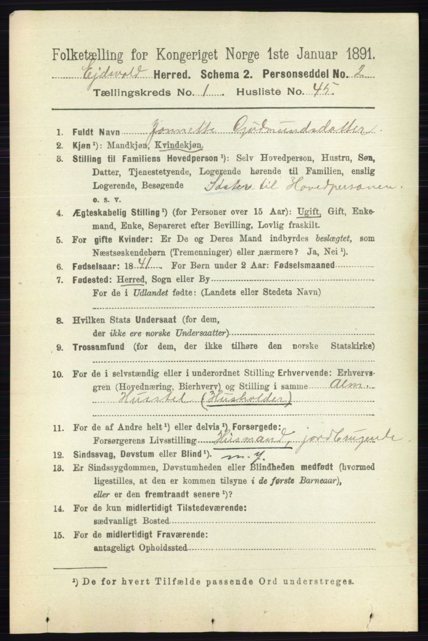 RA, 1891 census for 0237 Eidsvoll, 1891, p. 493