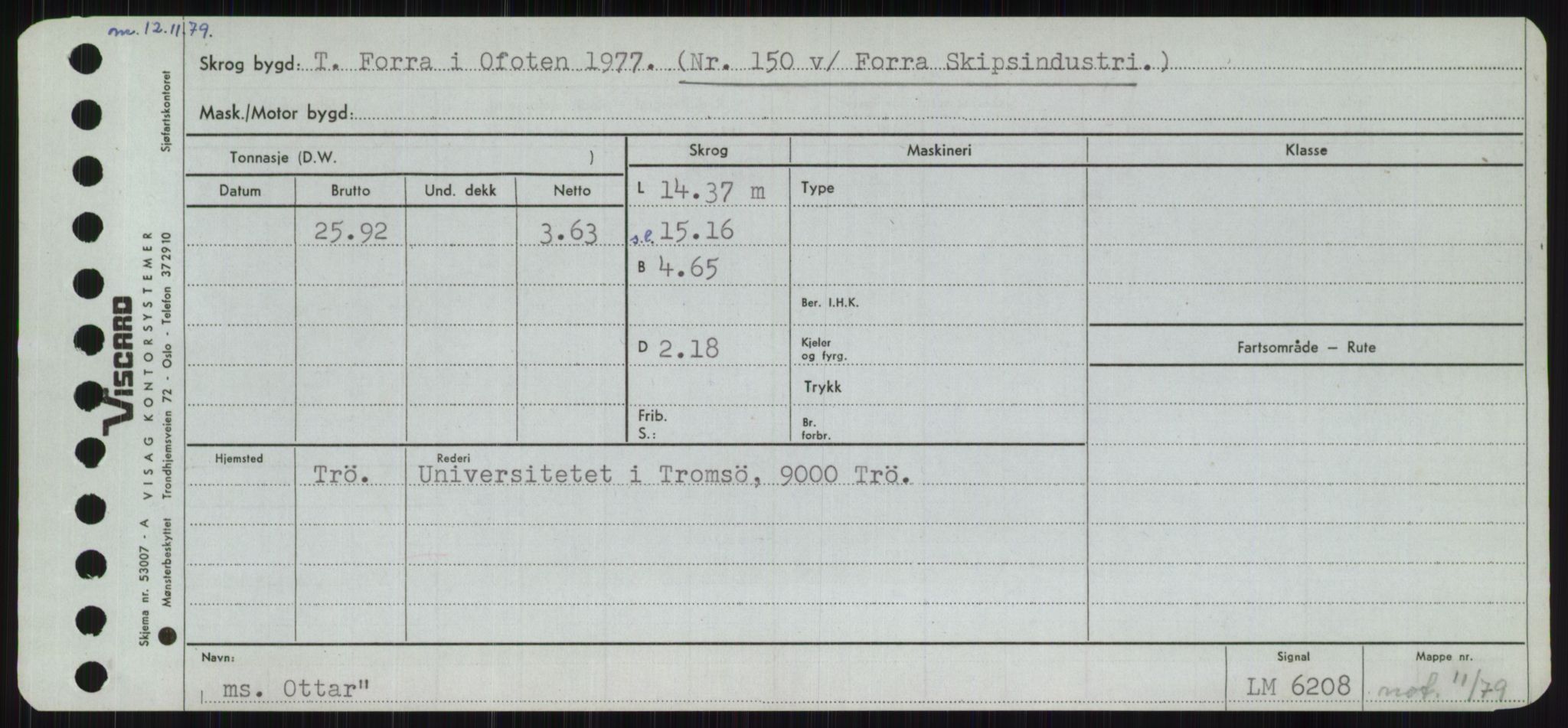 Sjøfartsdirektoratet med forløpere, Skipsmålingen, RA/S-1627/H/Ha/L0004/0002: Fartøy, Mas-R / Fartøy, Odin-R, p. 189