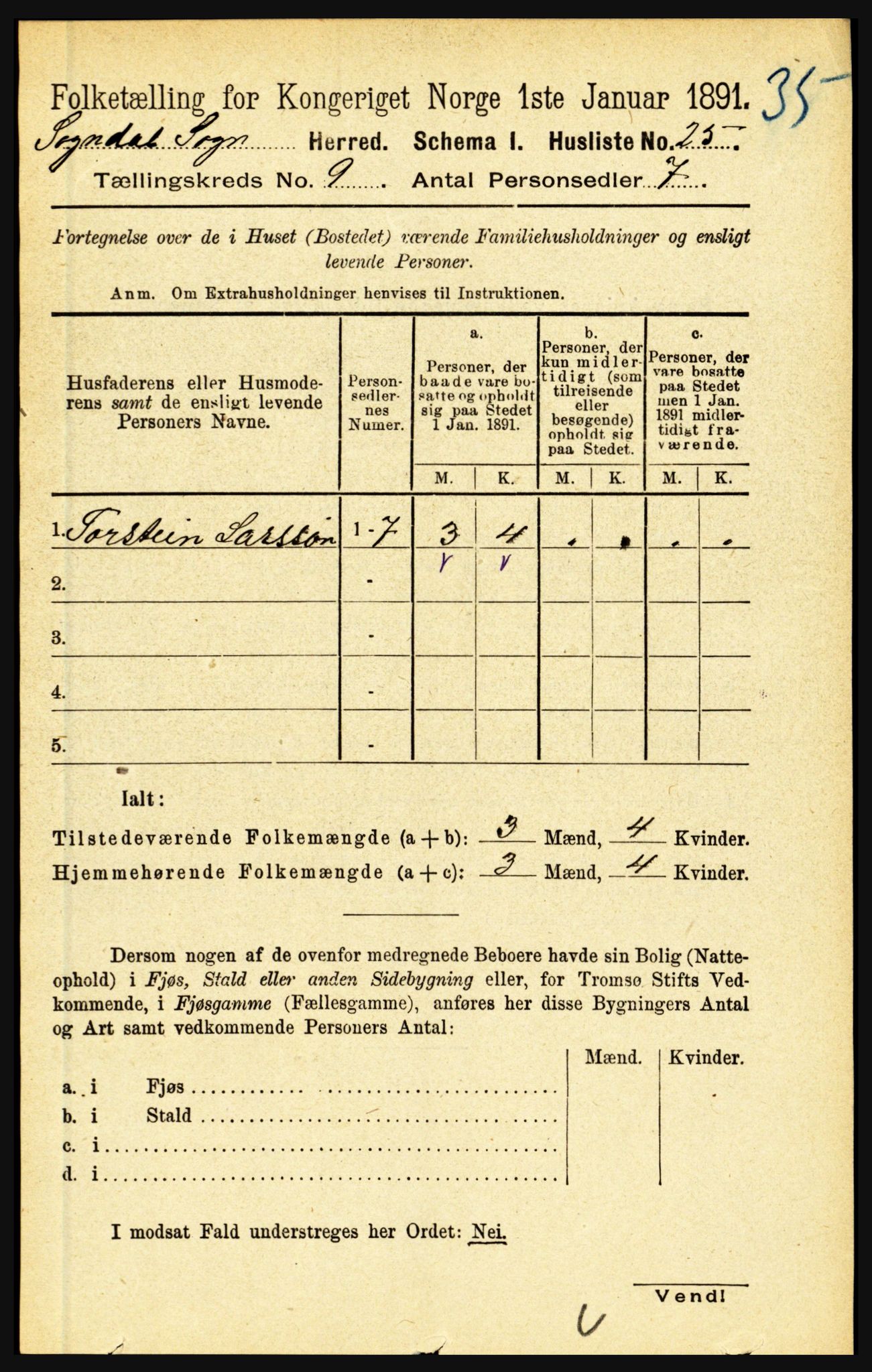 RA, 1891 census for 1420 Sogndal, 1891, p. 3671