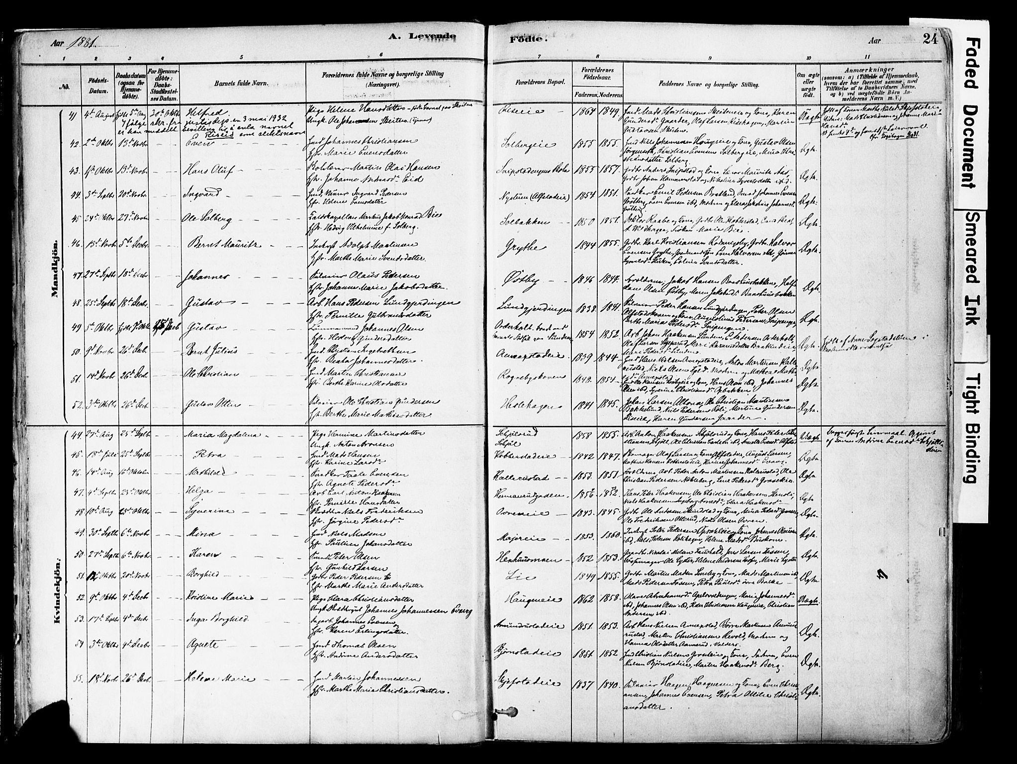 Østre Toten prestekontor, AV/SAH-PREST-104/H/Ha/Haa/L0006: Parish register (official) no. 6 /1, 1878-1896, p. 24