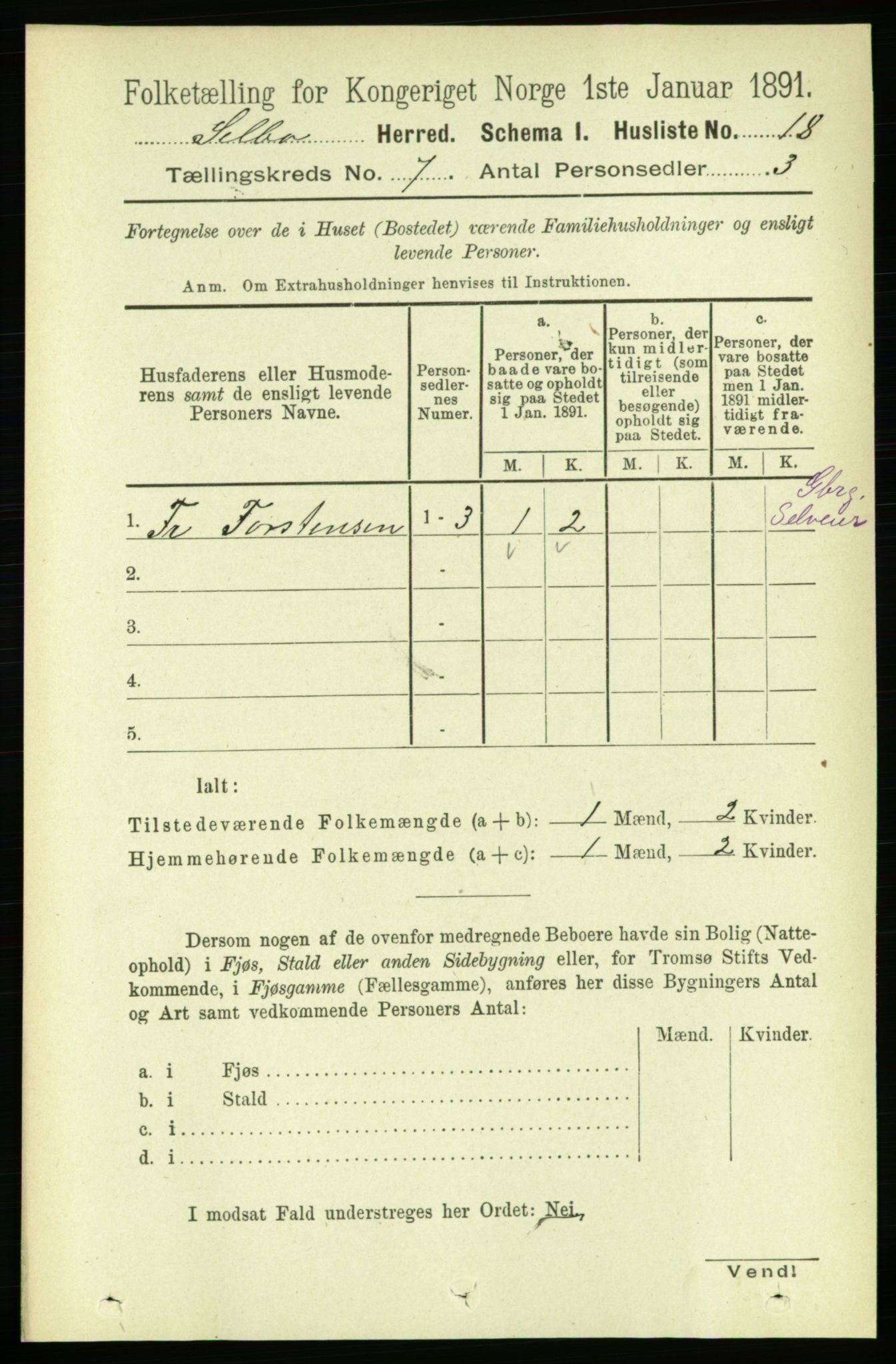 RA, 1891 census for 1664 Selbu, 1891, p. 2538