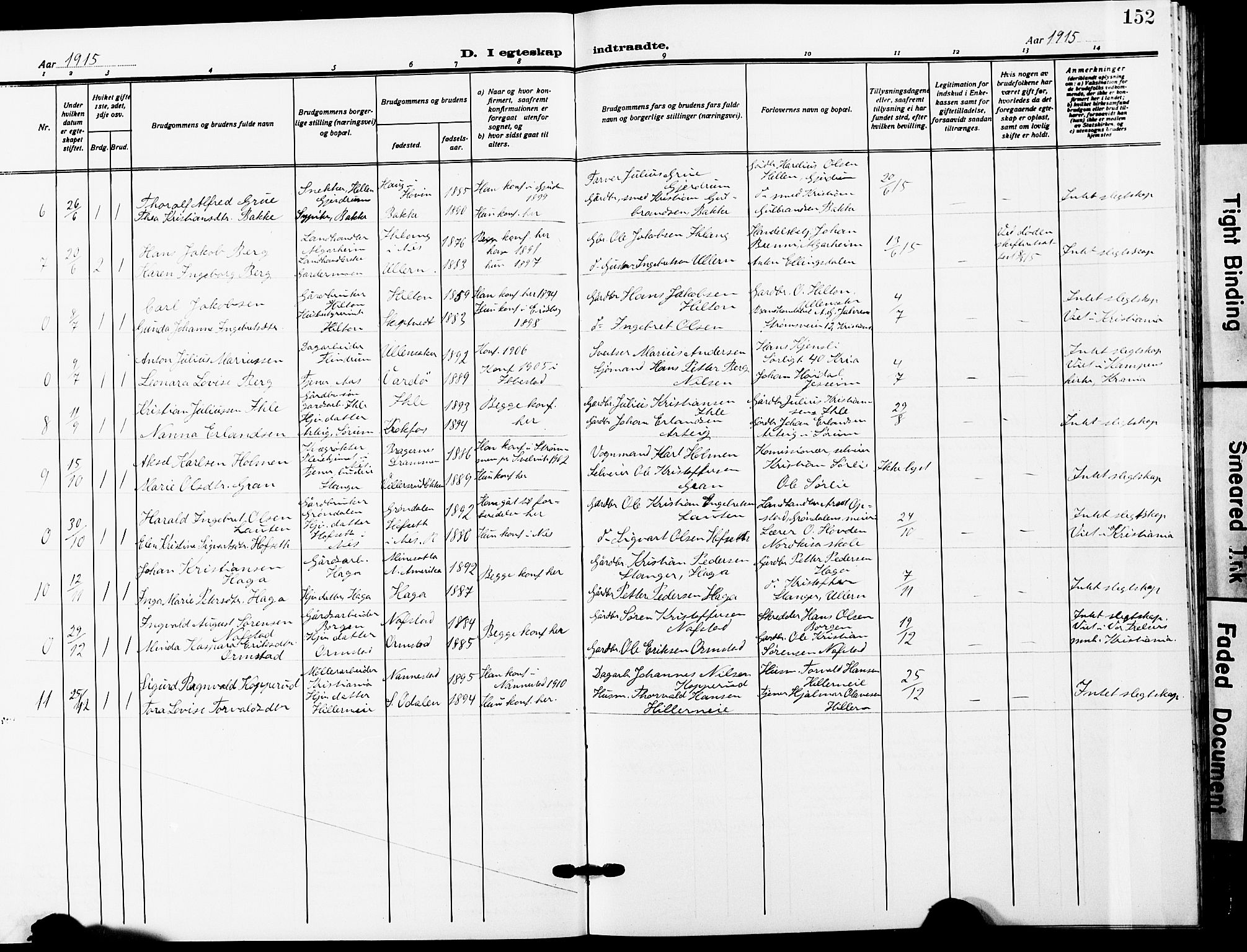 Ullensaker prestekontor Kirkebøker, AV/SAO-A-10236a/G/Ga/L0003: Parish register (copy) no. I 3, 1914-1929, p. 152