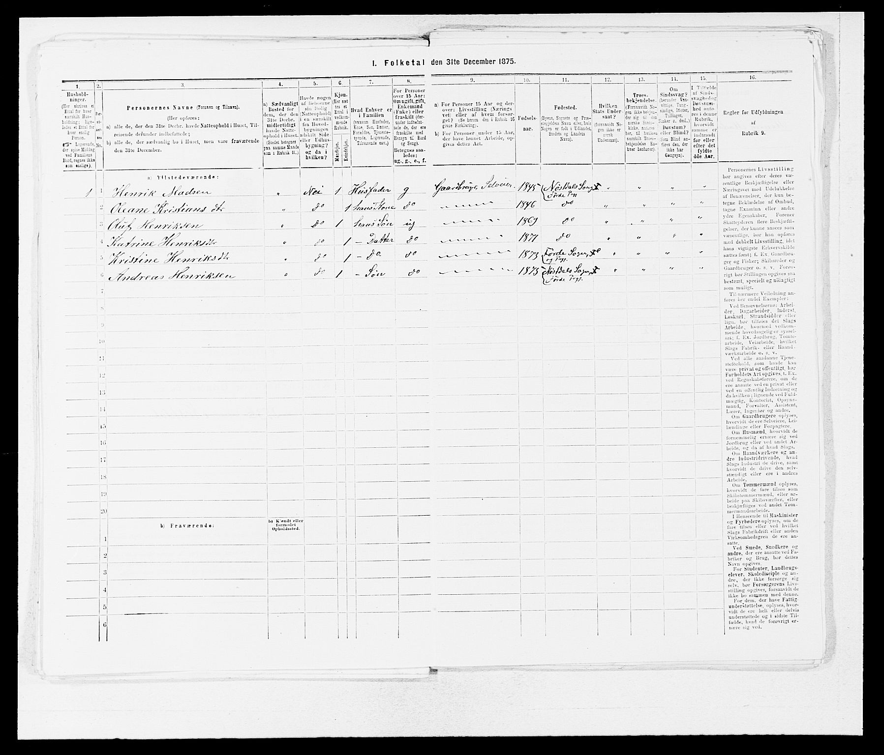 SAB, 1875 census for 1432P Førde, 1875, p. 1218