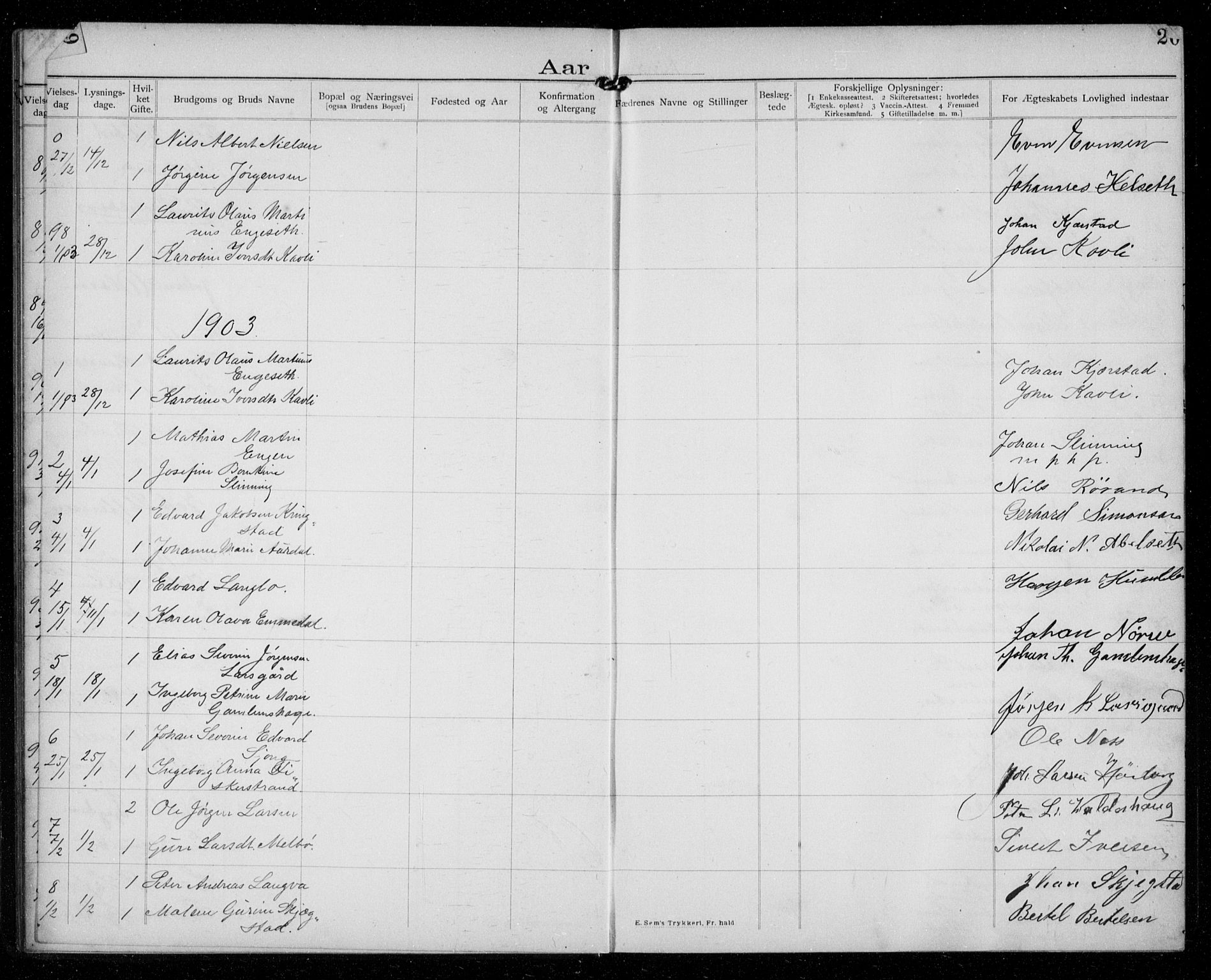 Ministerialprotokoller, klokkerbøker og fødselsregistre - Møre og Romsdal, AV/SAT-A-1454/529/L0458: Banns register no. 529A08, 1901-1918, p. 20