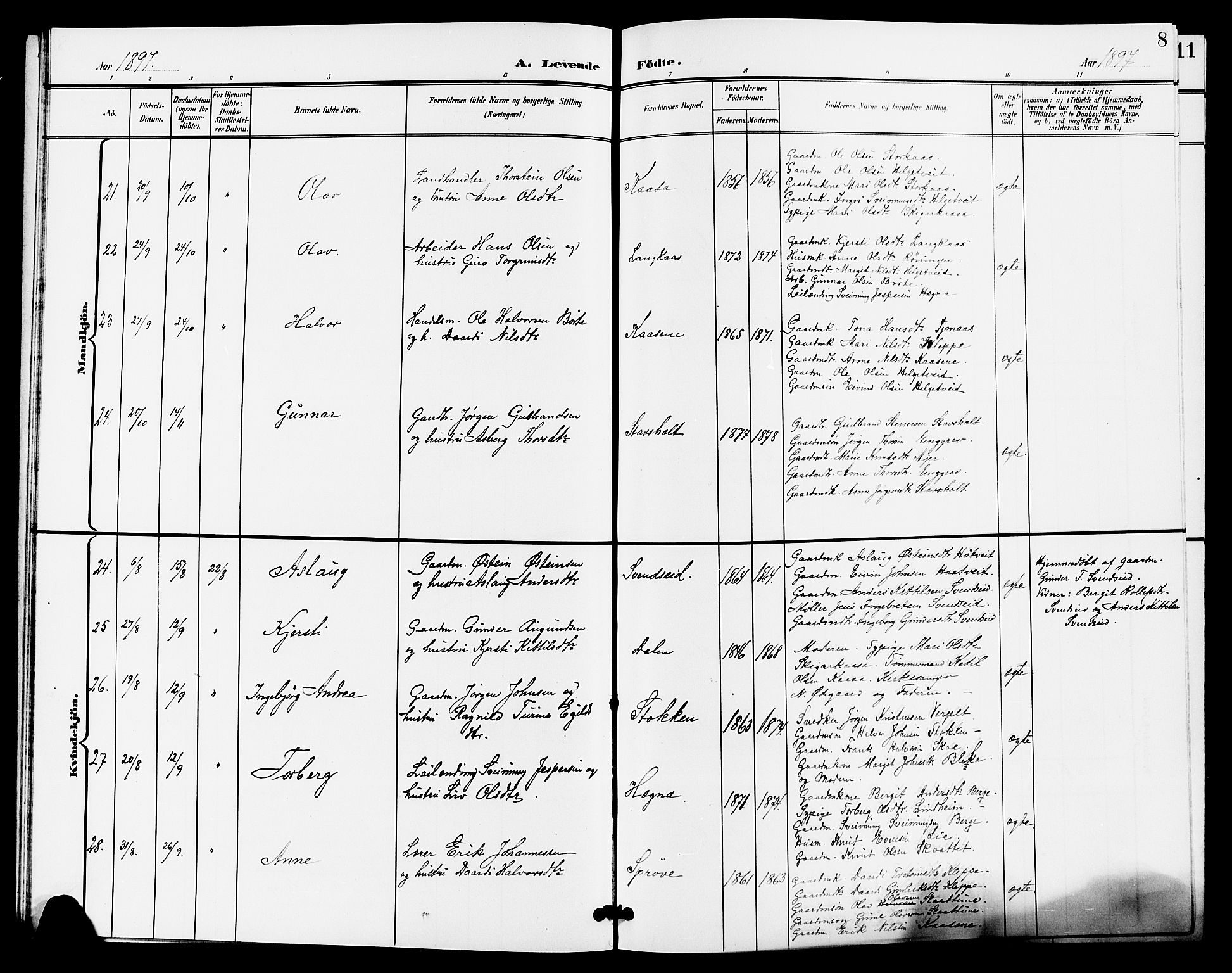 Lunde kirkebøker, SAKO/A-282/G/Ga/L0003: Parish register (copy) no. I 3, 1896-1905, p. 8