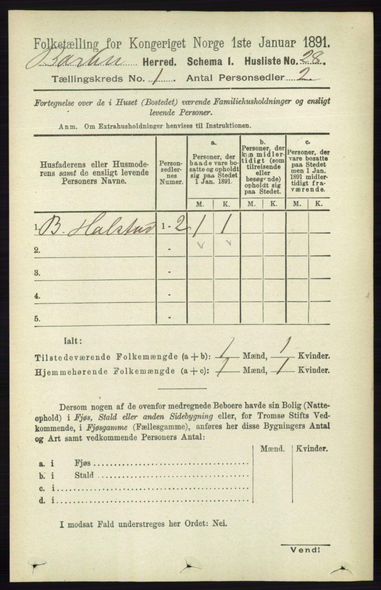 RA, 1891 census for 0990 Barbu, 1891, p. 59