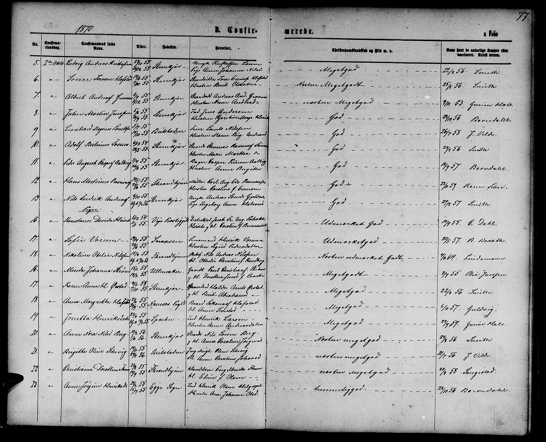 Ministerialprotokoller, klokkerbøker og fødselsregistre - Nord-Trøndelag, AV/SAT-A-1458/739/L0373: Parish register (copy) no. 739C01, 1865-1882, p. 77