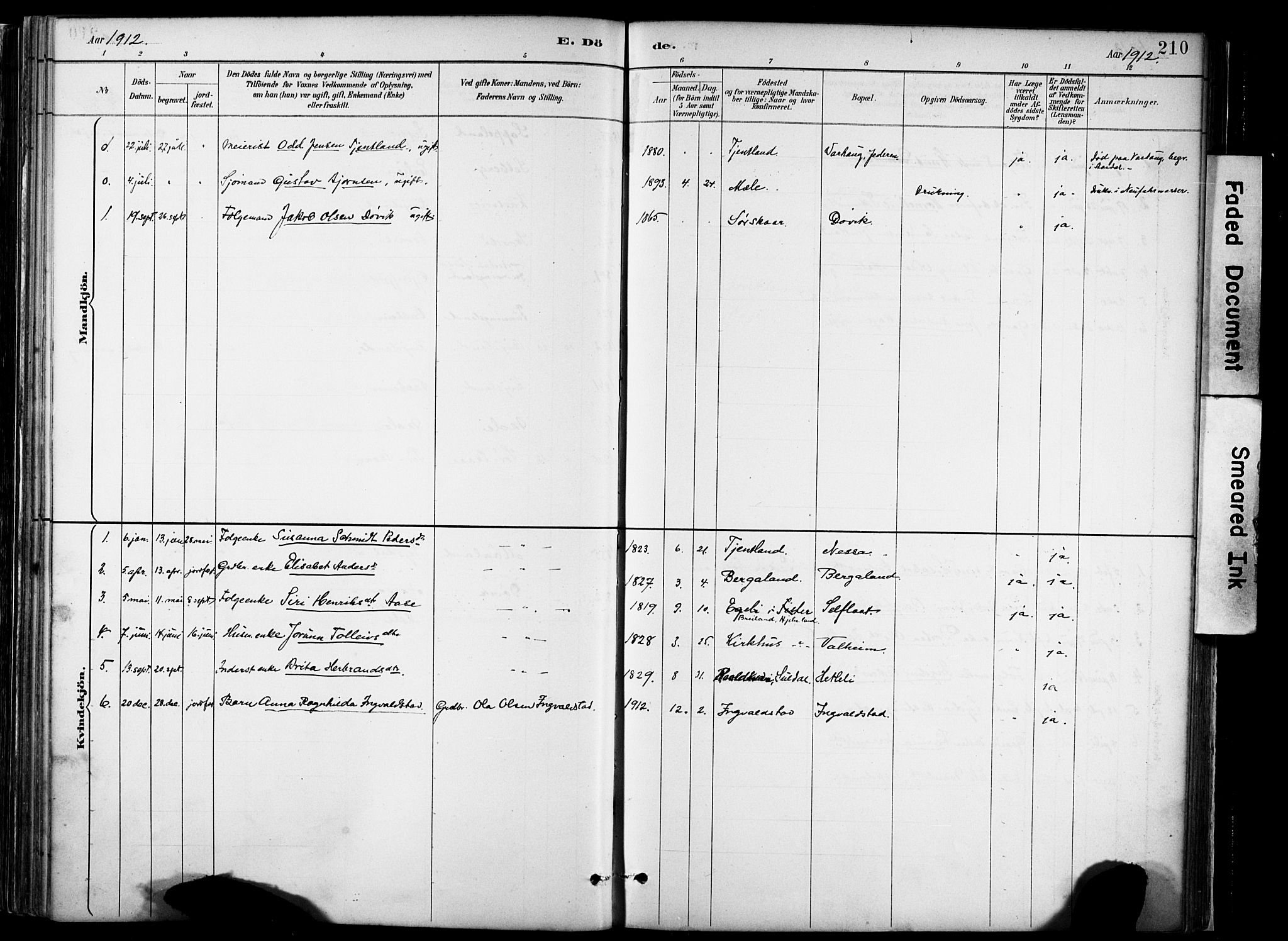 Hjelmeland sokneprestkontor, AV/SAST-A-101843/02/A/L0001: Parish register (official) no. A 16, 1887-1926, p. 210